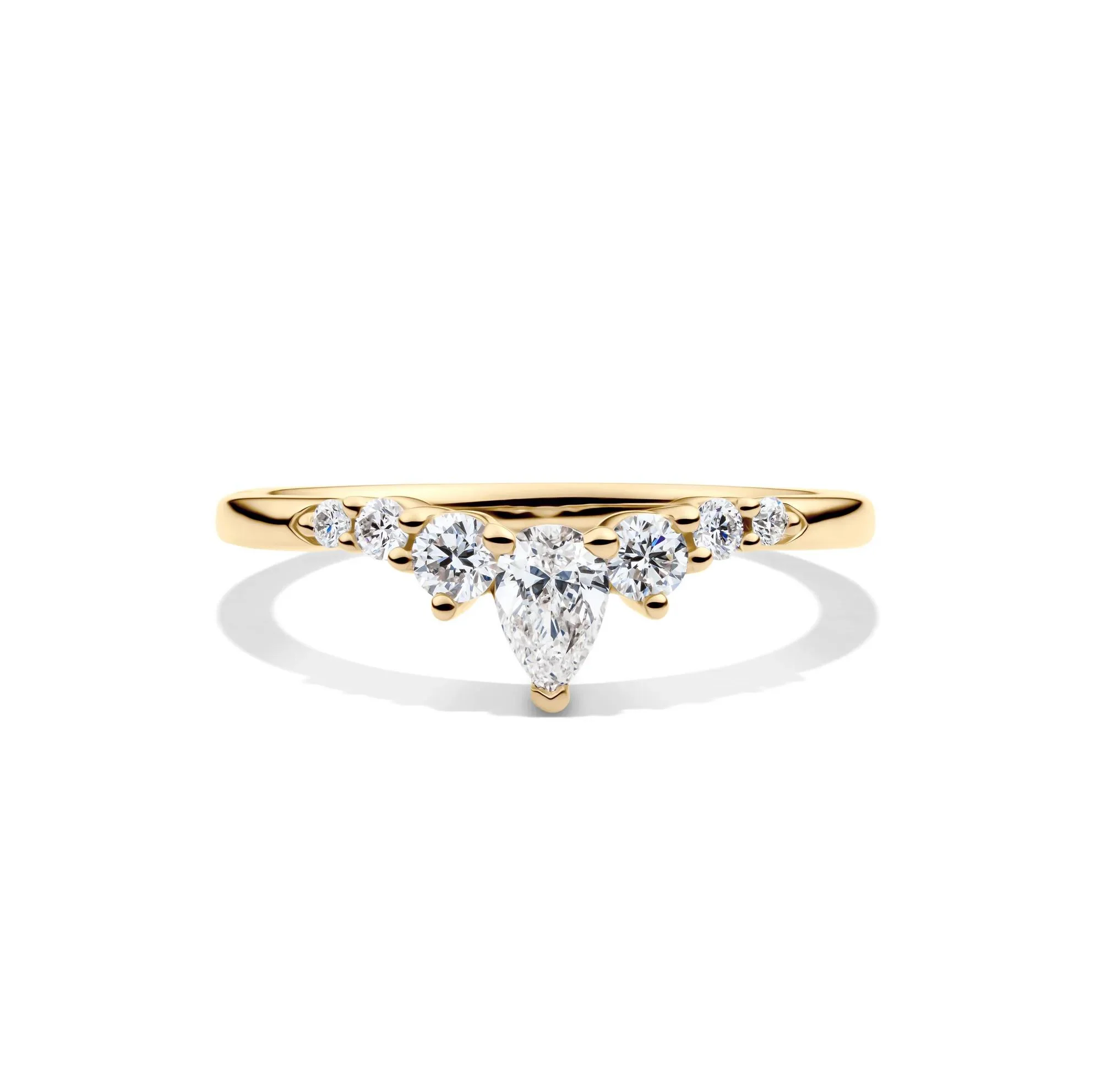 1/2 CT. Tw. Lab Grown Diamond Chevron Contour Band Ring 14K Yellow Gold Round Brilliant Cut Size 8.5