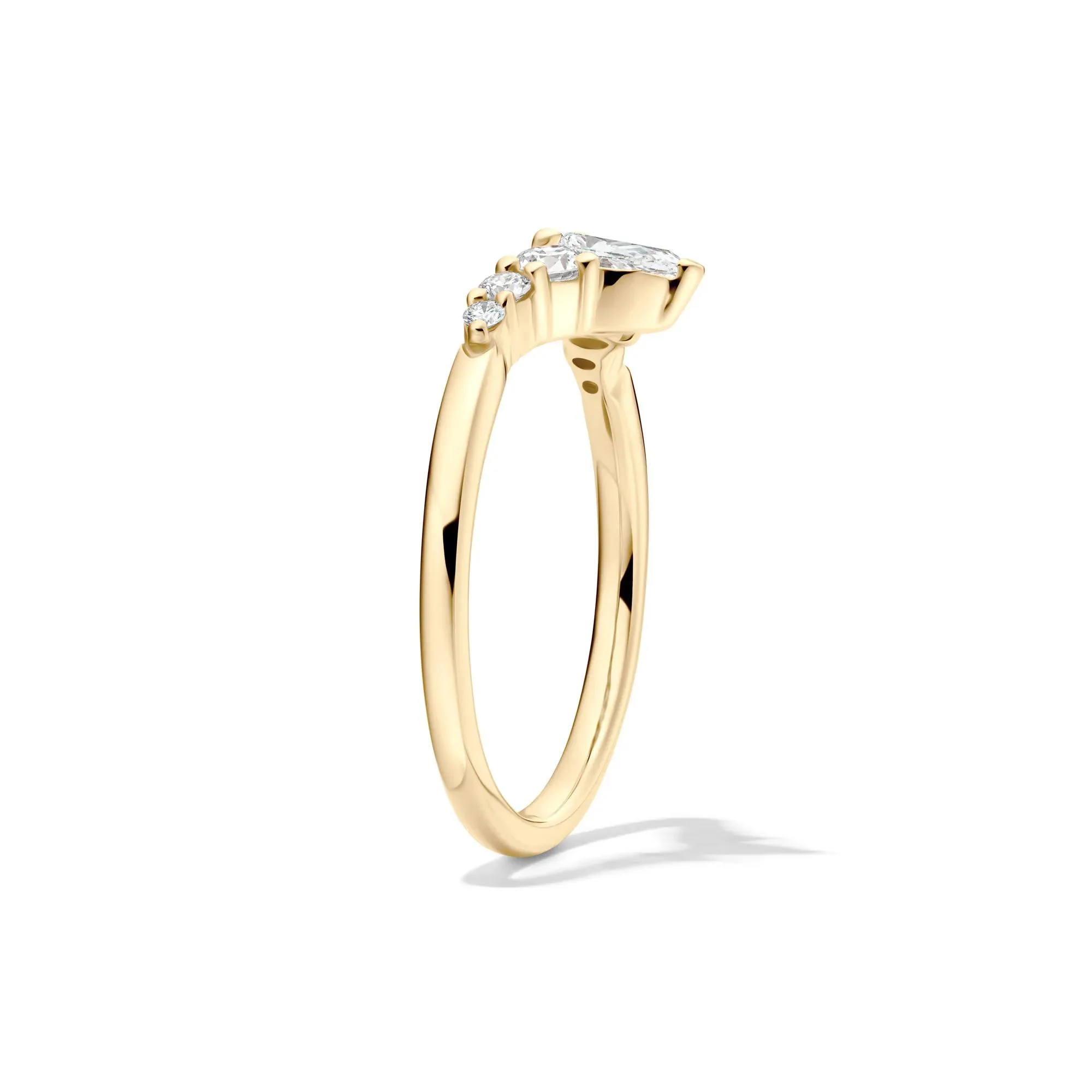 1/2 CT. Tw. Lab Grown Diamond Chevron Contour Band Ring 14K Yellow Gold Round Brilliant Cut Size 9 - Image 3