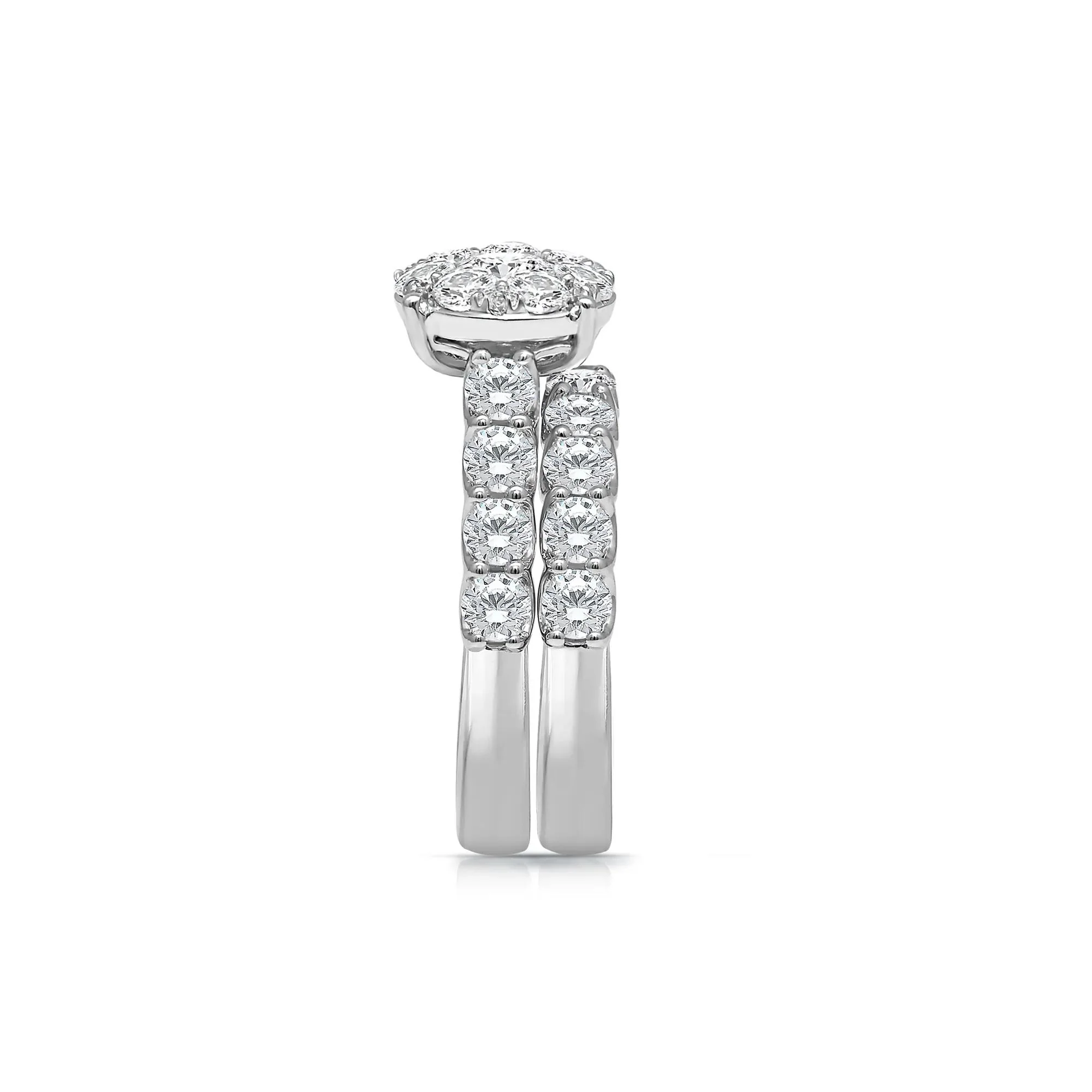 3 CT. Tw. Lab Grown Diamond Engagement Ring Set 10K White Gold Round Brilliant Cut Size 8 - Image 3