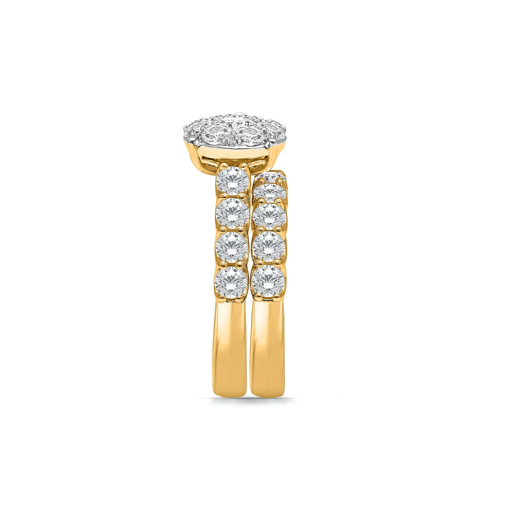 3 CT. Tw. Lab Grown Diamond Engagement Ring Set 10K Yellow Gold Round Brilliant Cut Size 7.5 - Image 3