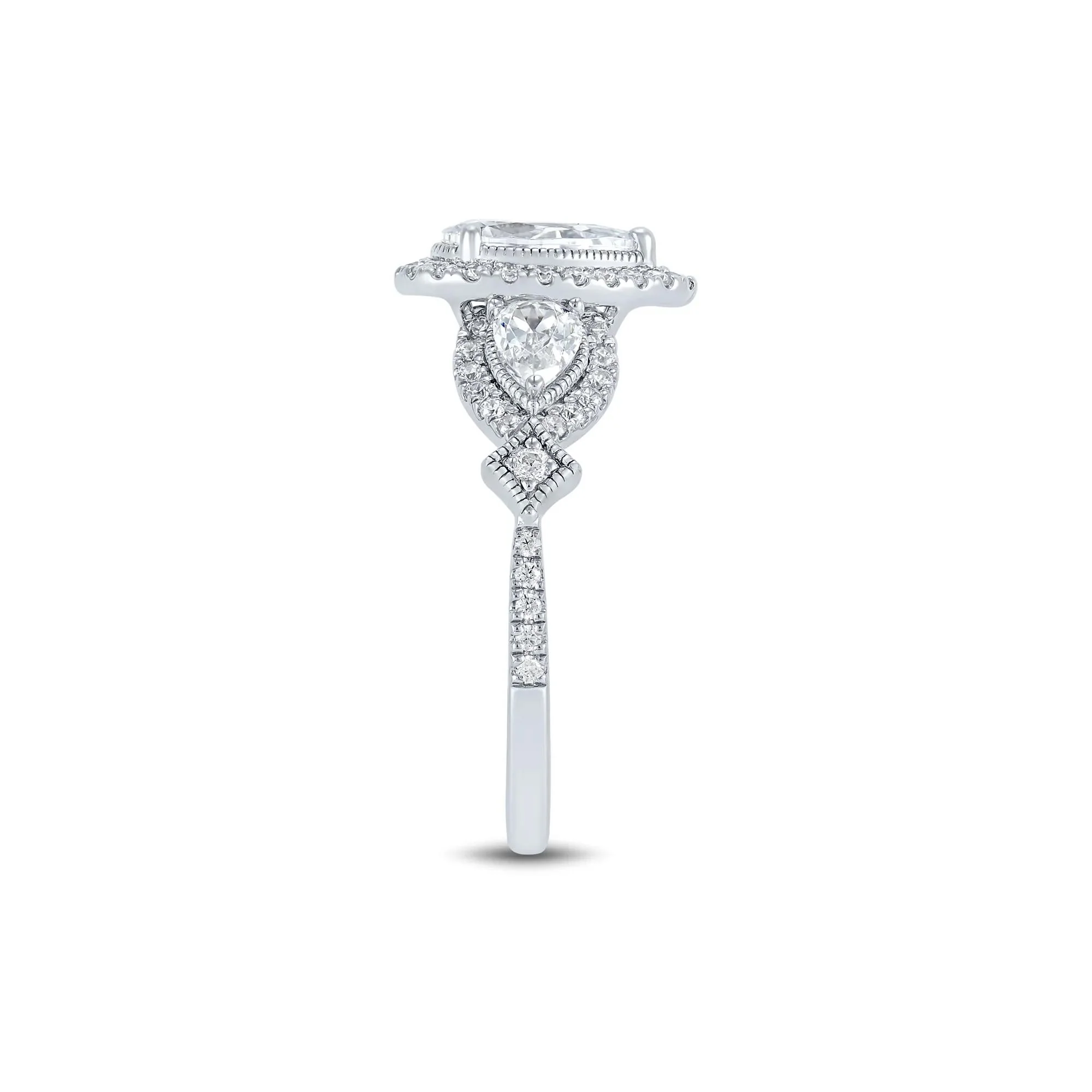 1/2 CT. Tw. Lab Grown Diamond Engagement Ring 10K White Gold Round Brilliant Cut Size 7.5 1mm - Image 3