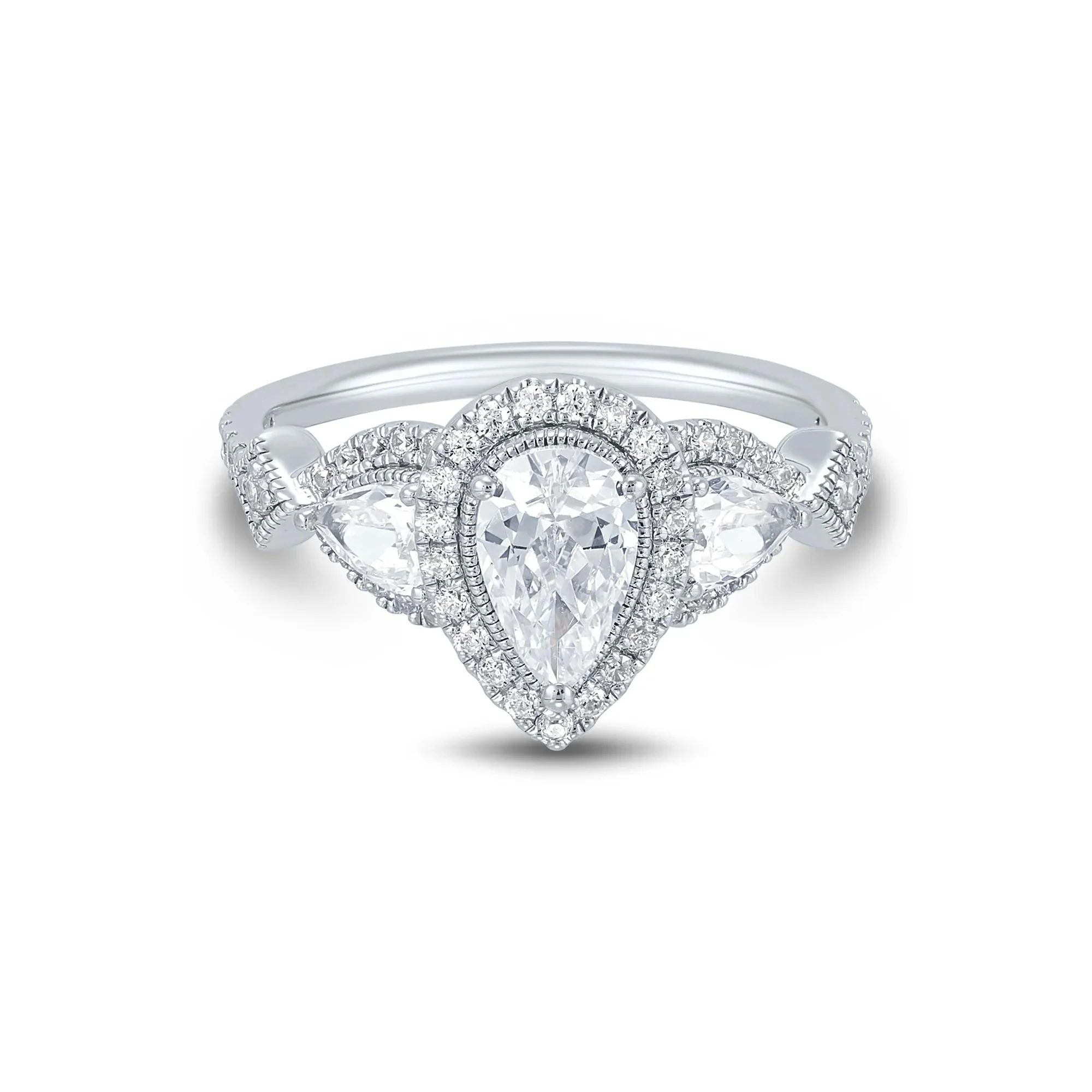 1/2 CT. Tw. Lab Grown Diamond Engagement Ring 10K White Gold Round Brilliant Cut Size 8 1mm