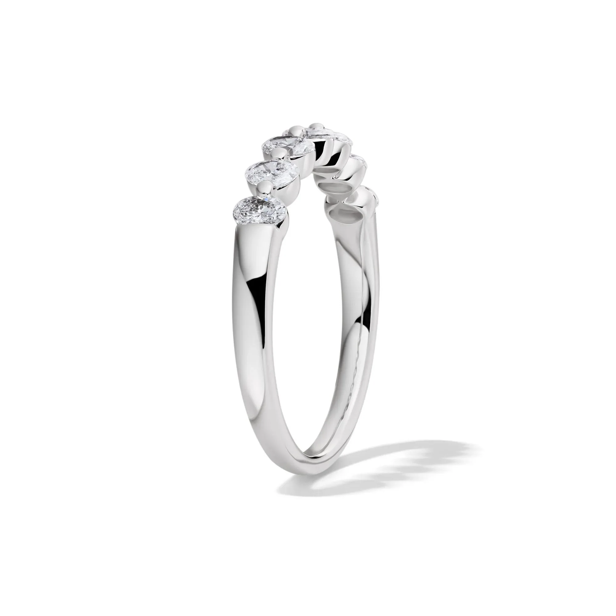 1/2 CT. Tw. Lab Grown Diamond Seven-Stone Shared-Prong Band Ring 14K White Gold Size 6 - Image 3