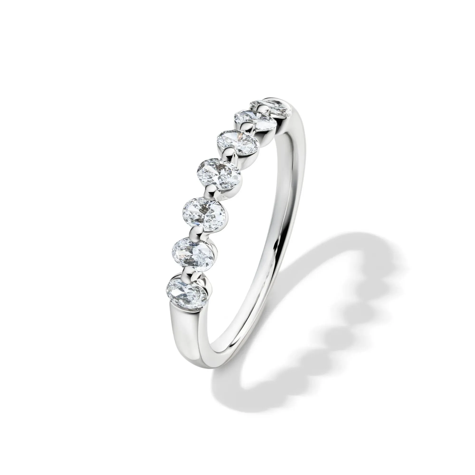 1/2 CT. Tw. Lab Grown Diamond Seven-Stone Shared-Prong Band Ring 14K White Gold Size 6 - Image 4