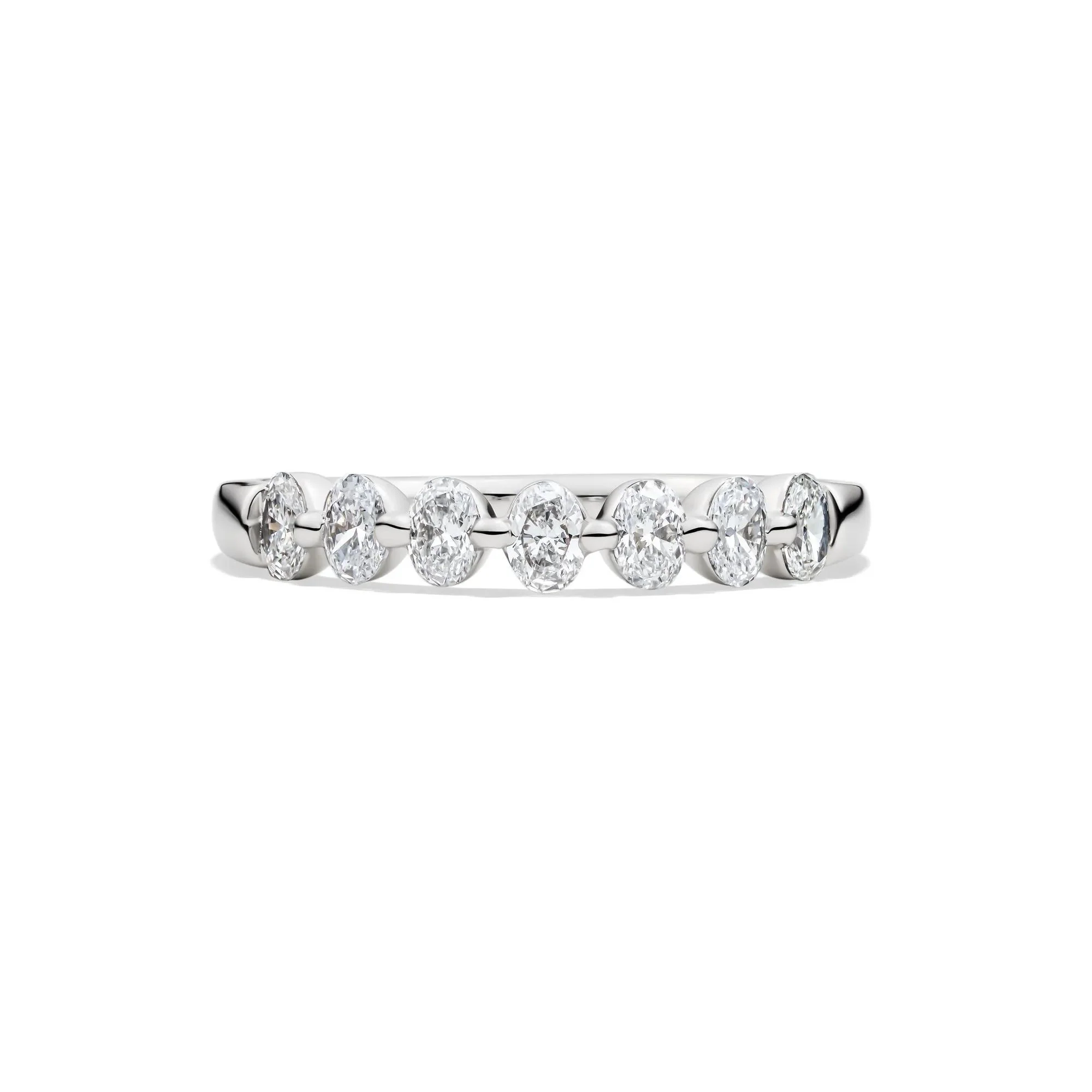 1/2 CT. Tw. Lab Grown Diamond Seven-Stone Shared-Prong Band Ring 14K White Gold Size 8
