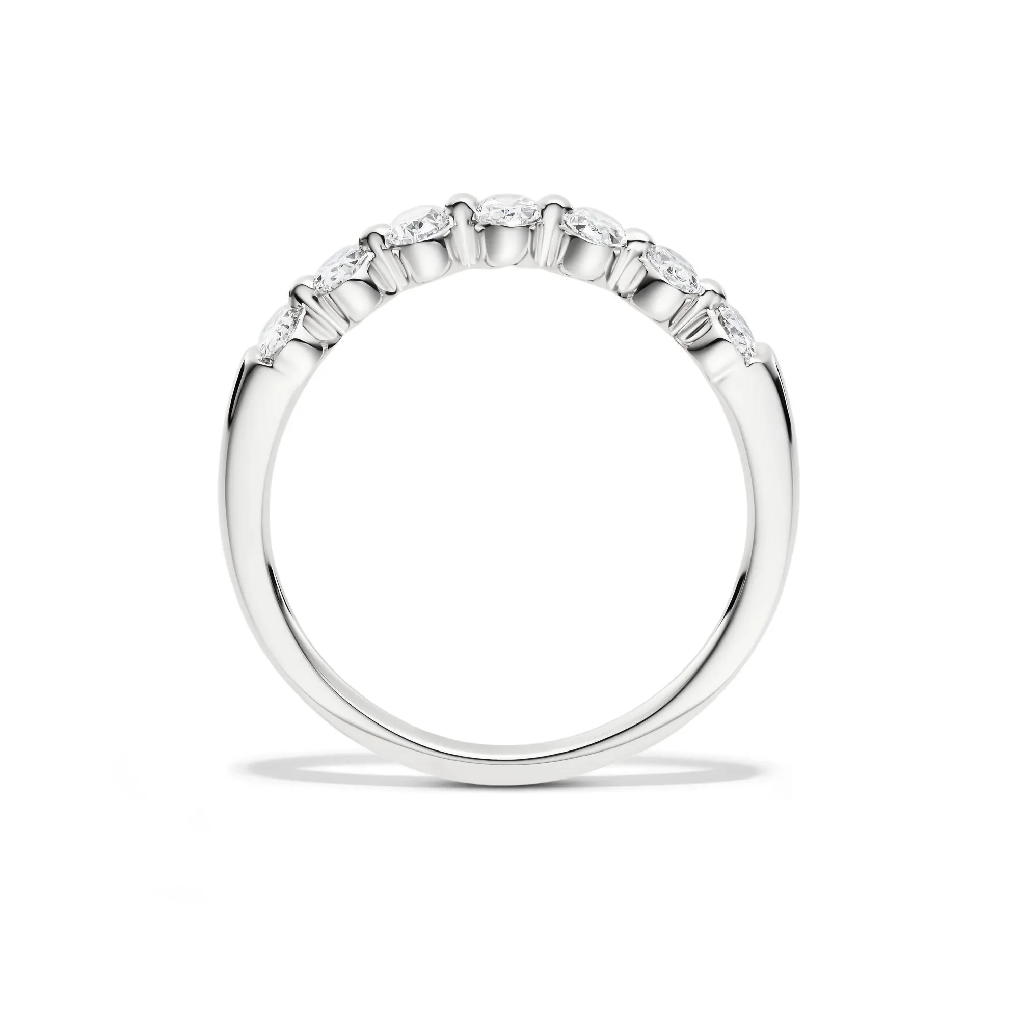 1/2 CT. Tw. Lab Grown Diamond Seven-Stone Shared-Prong Band Ring 14K White Gold Size 8 - Image 2
