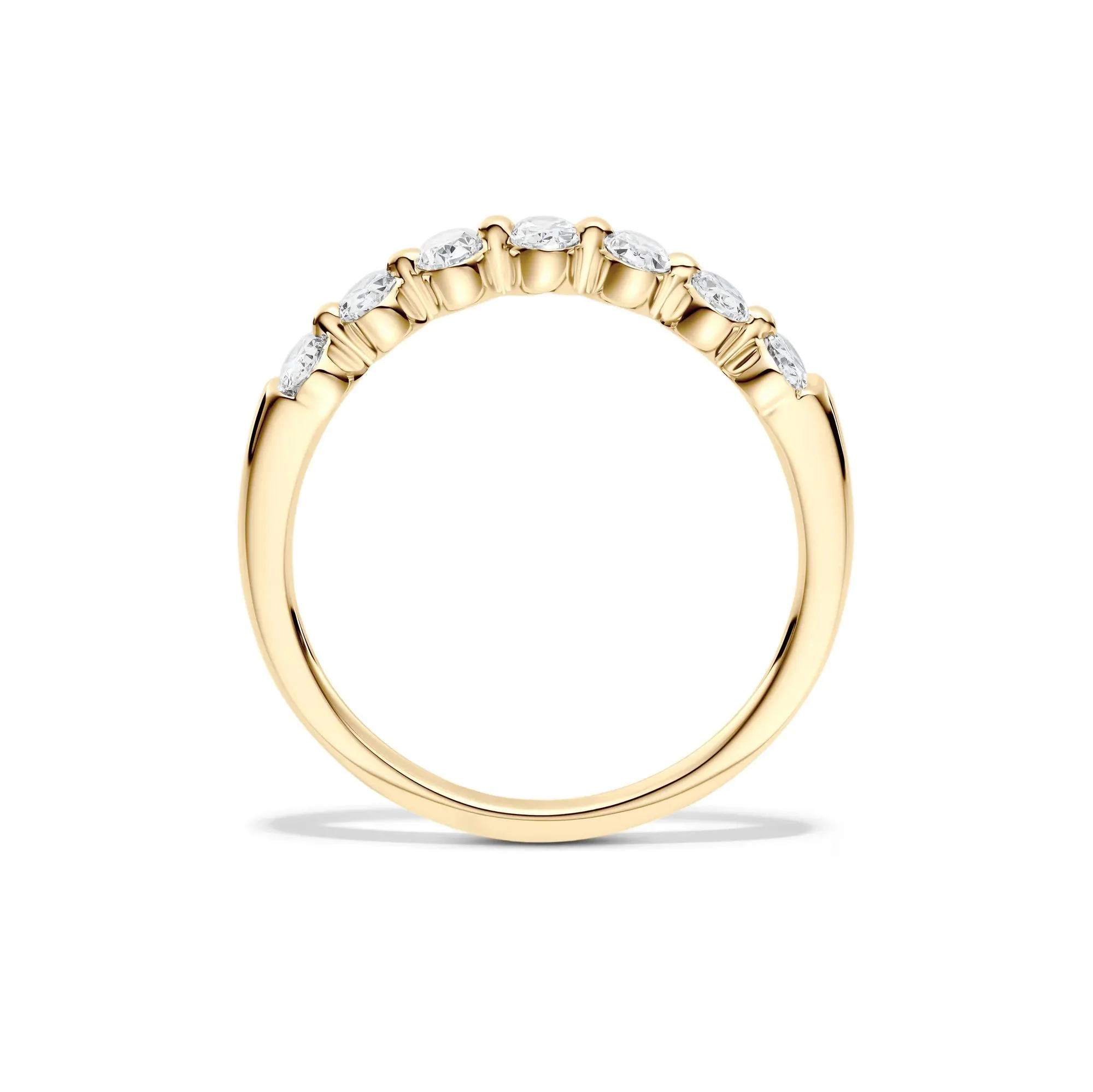 1/2 CT. Tw. Lab Grown Diamond Seven-Stone Shared-Prong Band Ring 14K Yellow Gold Size 7.5 - Image 2