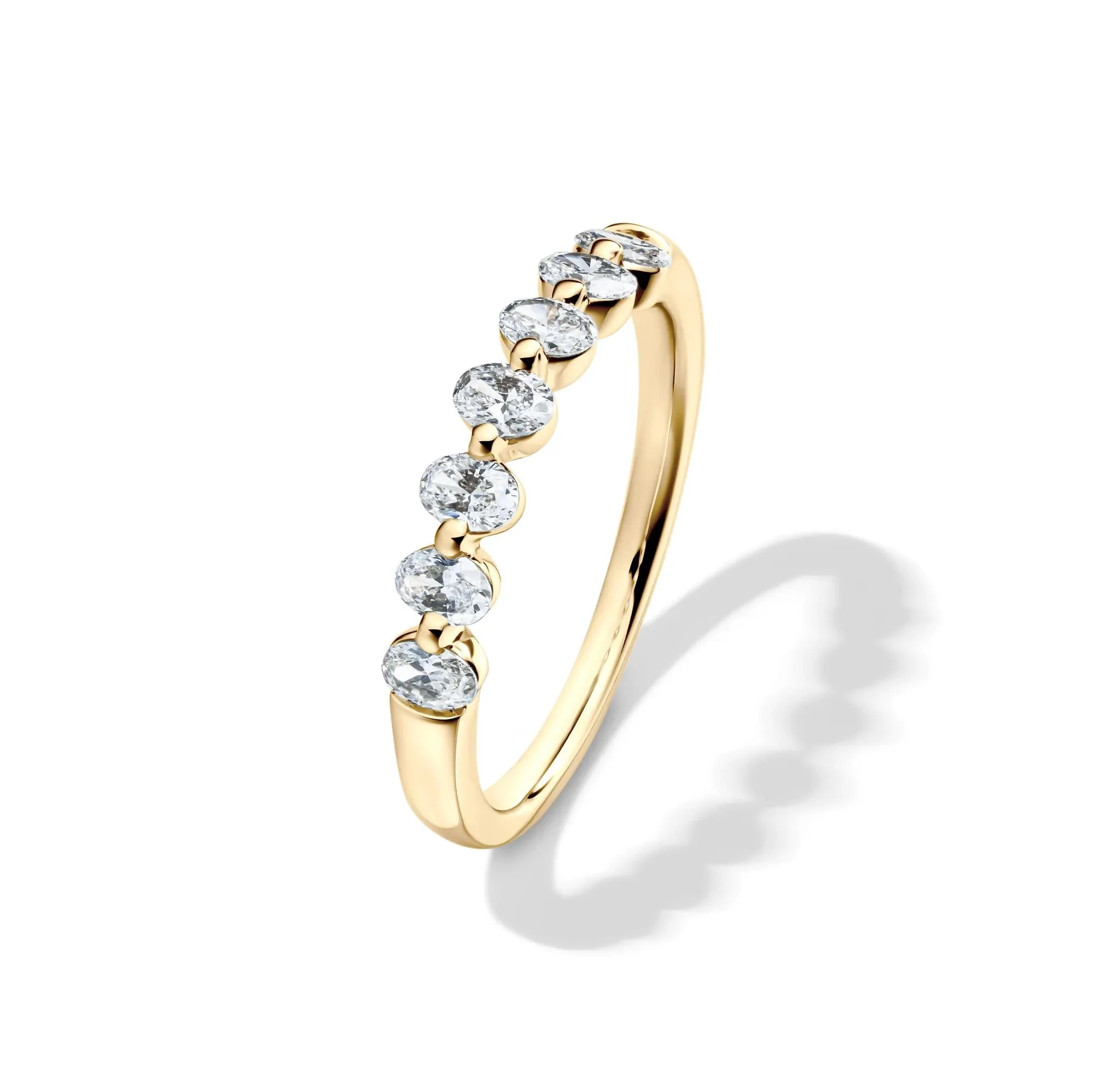 1/2 CT. Tw. Lab Grown Diamond Seven-Stone Shared-Prong Band Ring 14K Yellow Gold Size 8 - Image 4