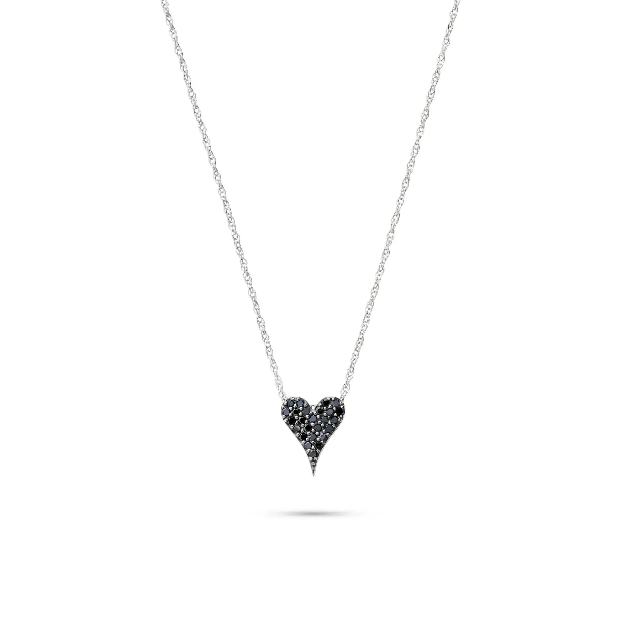 1/10 CT. Tw. Black Diamond Heart Pendant Necklace 10K White Gold Size 18"