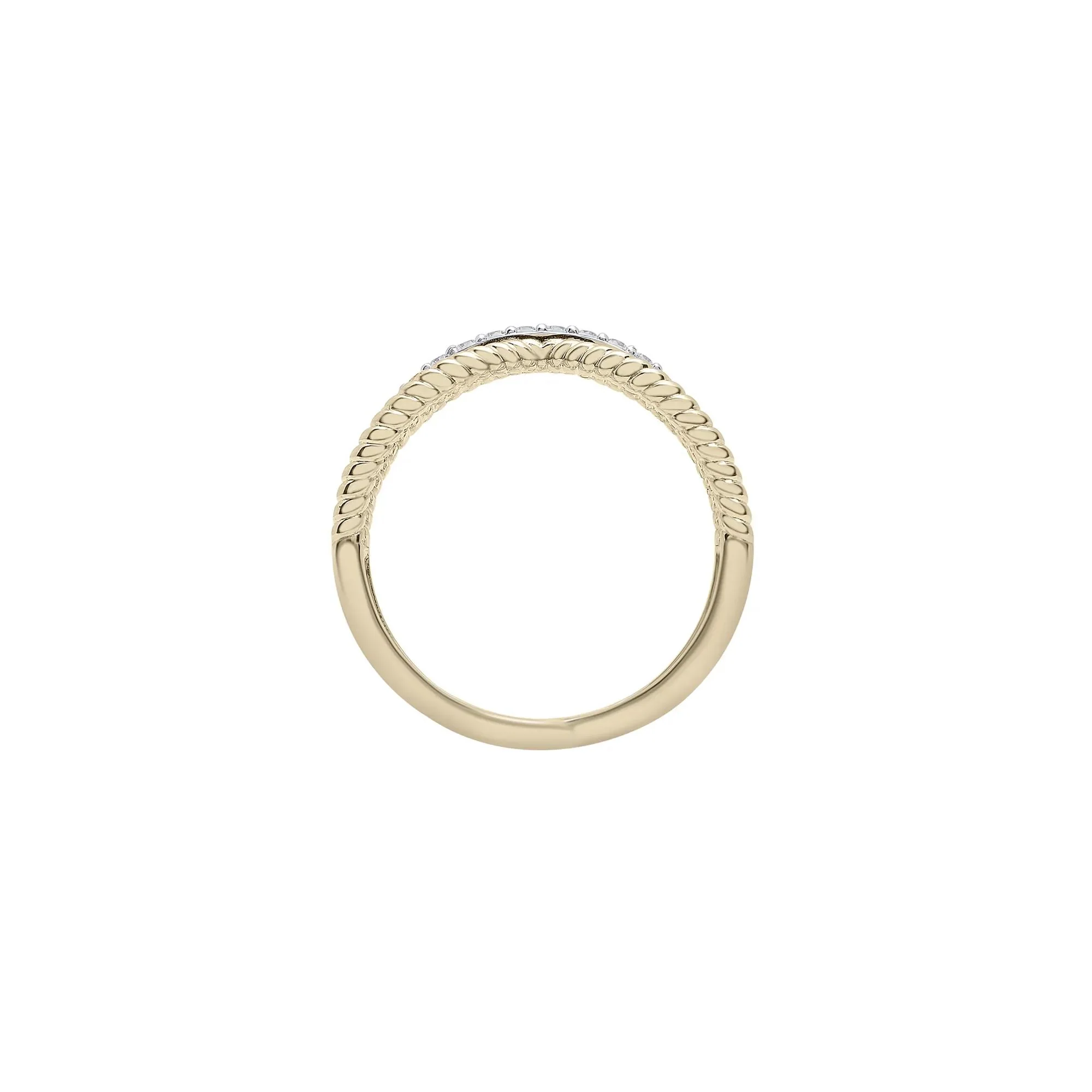 1/7 CT. Tw. Diamond Crossover Band Ring 10K Yellow Gold Round Brilliant Cut Size 8 - Image 2