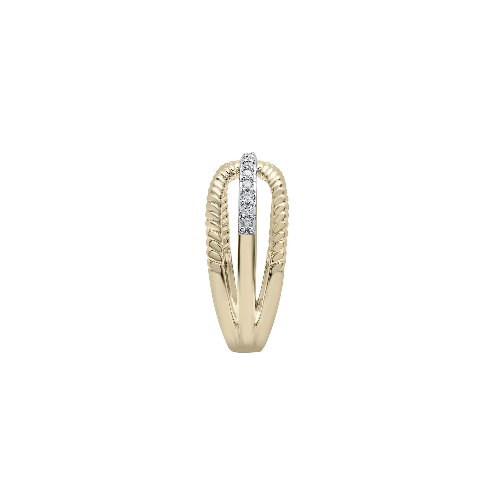 1/7 CT. Tw. Diamond Crossover Band Ring 10K Yellow Gold Round Brilliant Cut Size 8 - Image 3