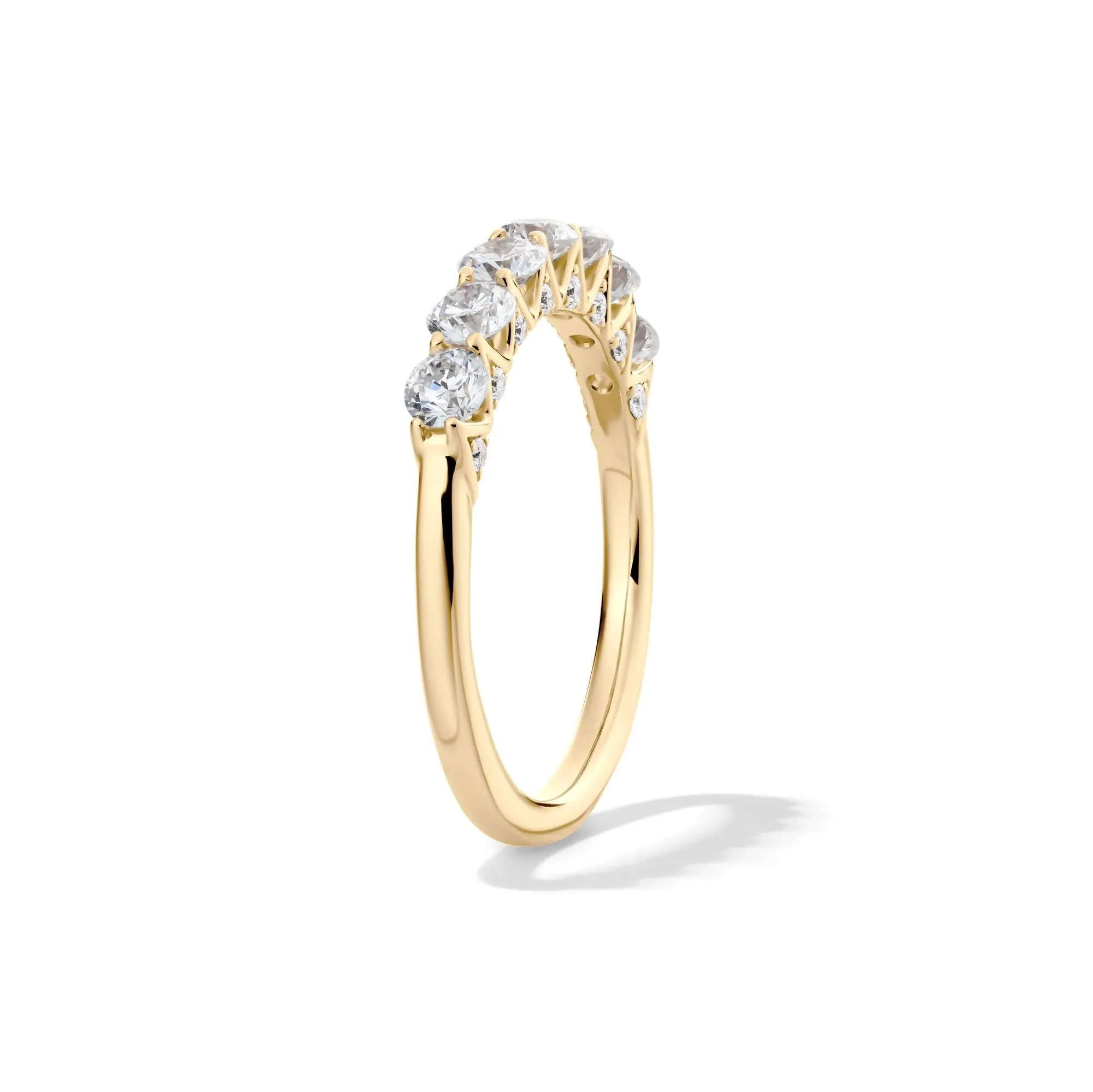 1 CT. Tw. Lab Grown Diamond Seven-Stone Band Ring 14K Yellow Gold Round Brilliant Cut Size 6 1mm - Image 3