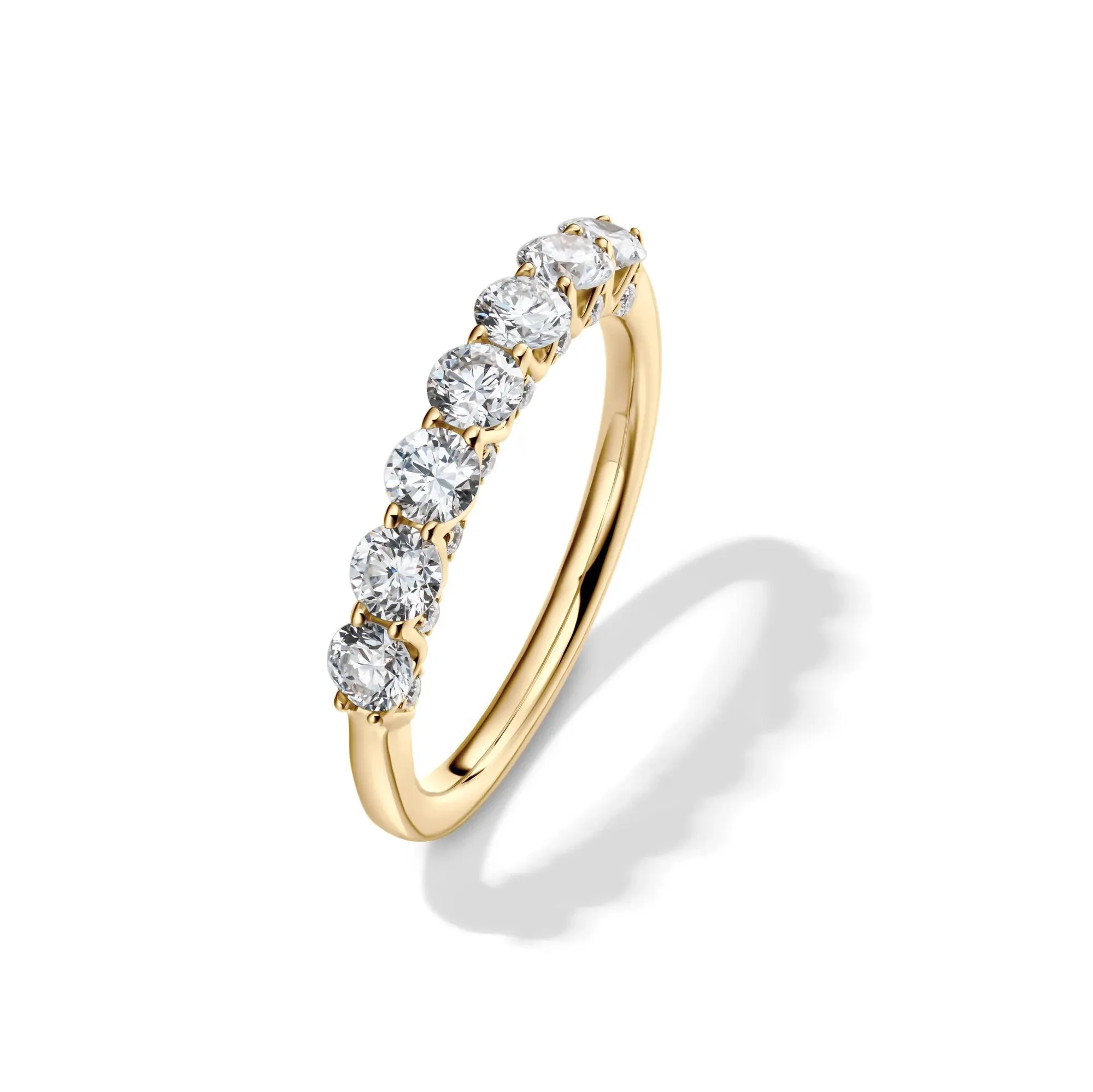1 CT. Tw. Lab Grown Diamond Seven-Stone Band Ring 14K Yellow Gold Round Brilliant Cut Size 6 1mm - Image 4