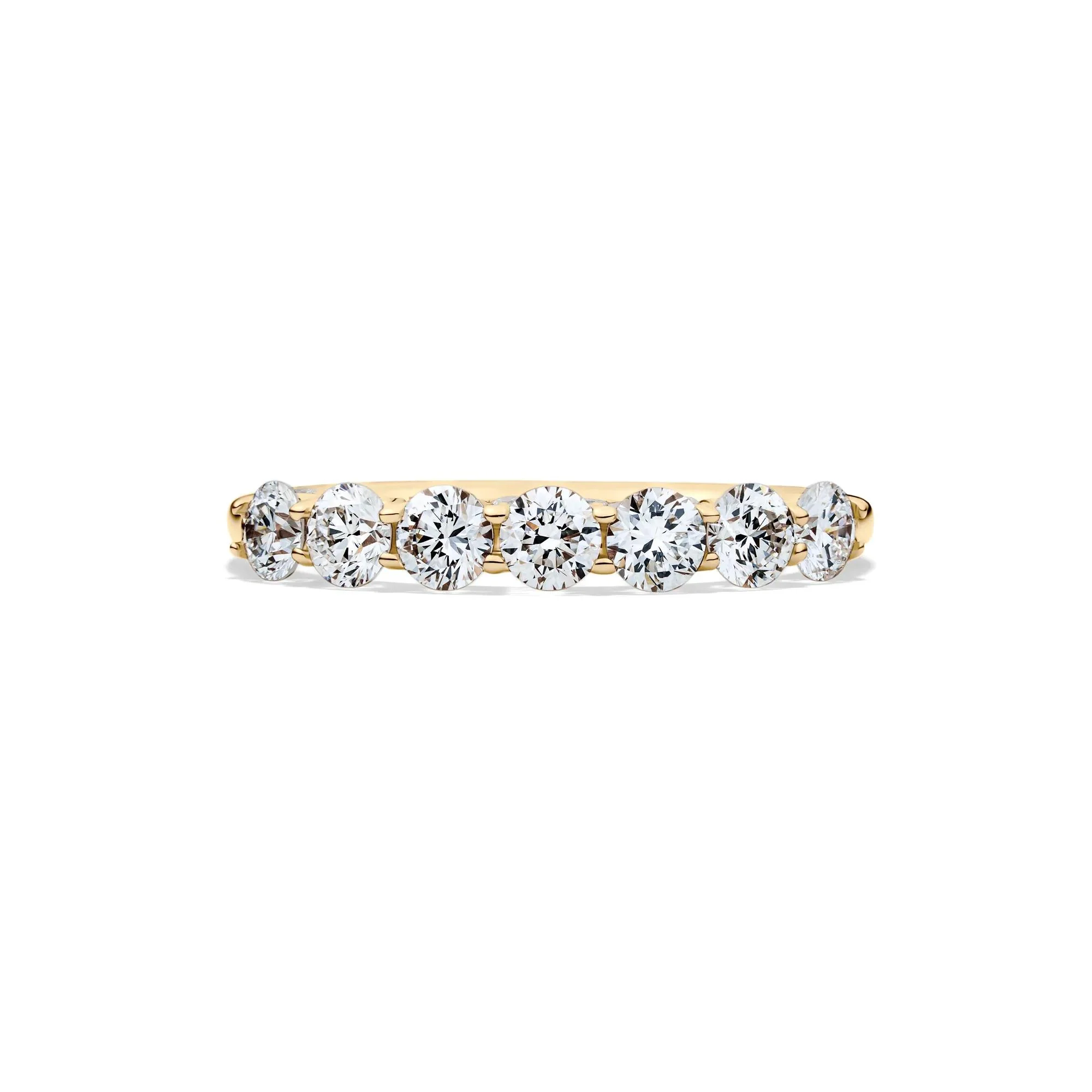 1 CT. Tw. Lab Grown Diamond Seven-Stone Band Ring 14K Yellow Gold Round Brilliant Cut Size 7.5 1mm