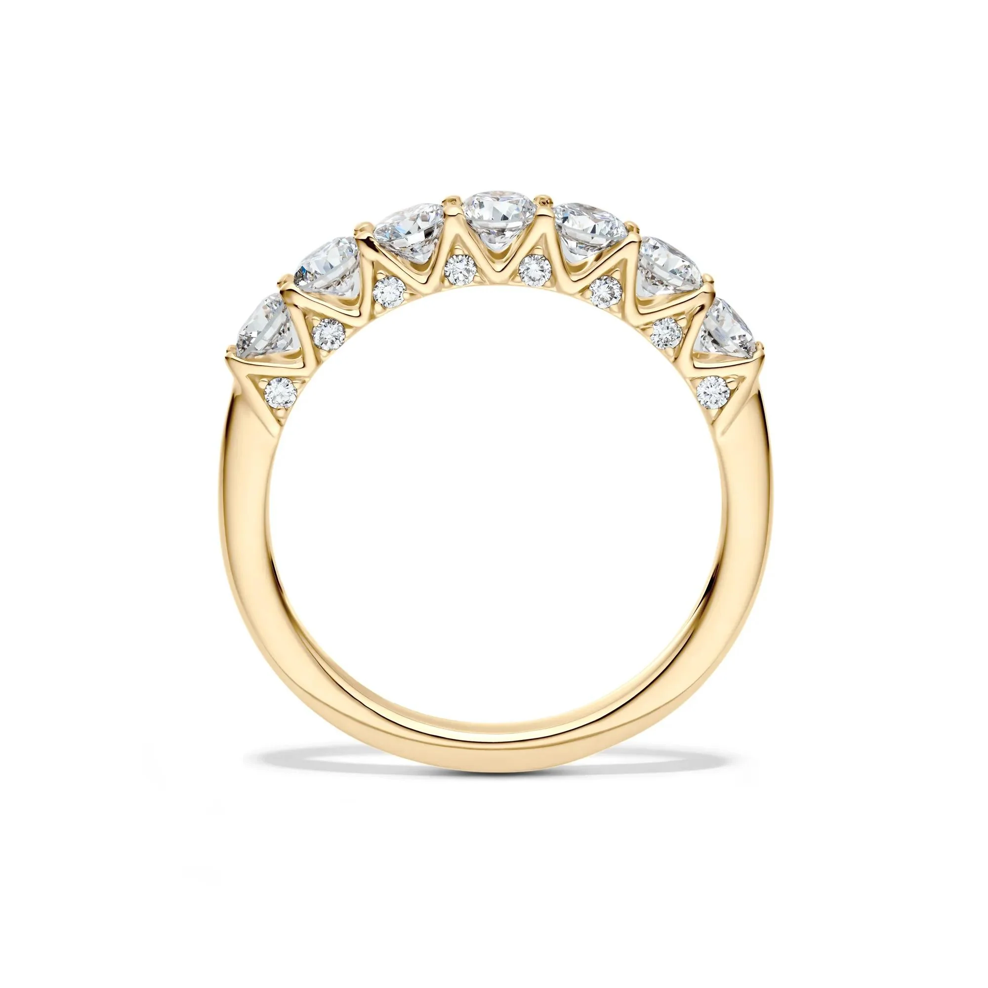 1 CT. Tw. Lab Grown Diamond Seven-Stone Band Ring 14K Yellow Gold Round Brilliant Cut Size 9 1mm - Image 2