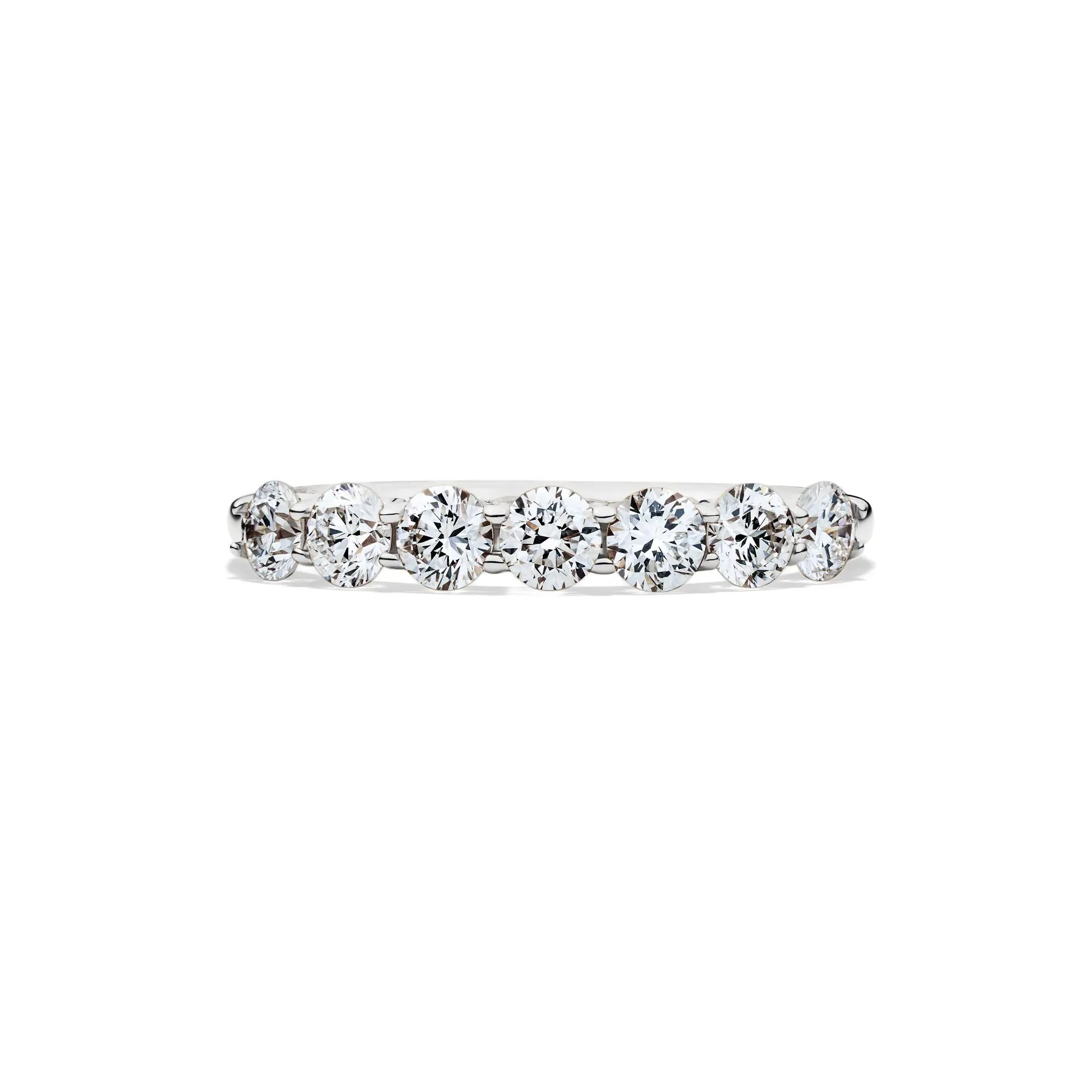 1 CT. Tw. Lab Grown Diamond Seven-Stone Band Ring 14K White Gold Round Brilliant Cut Size 6 1mm