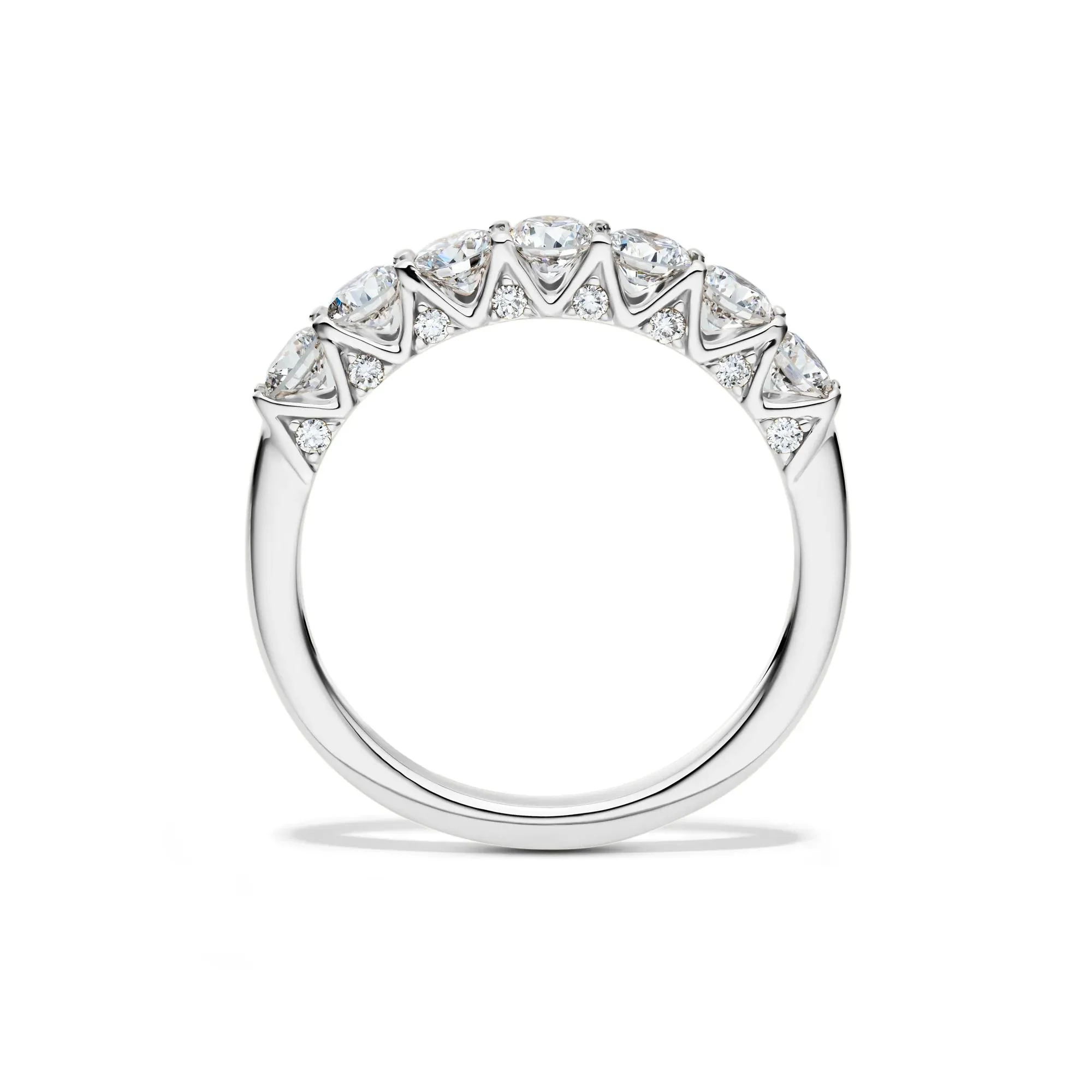 1 CT. Tw. Lab Grown Diamond Seven-Stone Band Ring 14K White Gold Round Brilliant Cut Size 8 1mm - Image 2