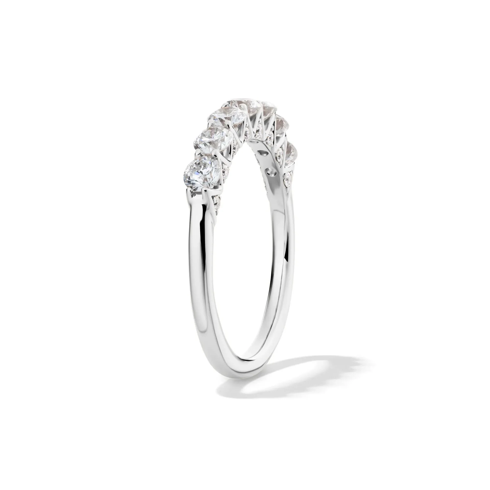 1 CT. Tw. Lab Grown Diamond Seven-Stone Band Ring 14K White Gold Round Brilliant Cut Size 9 1mm - Image 3