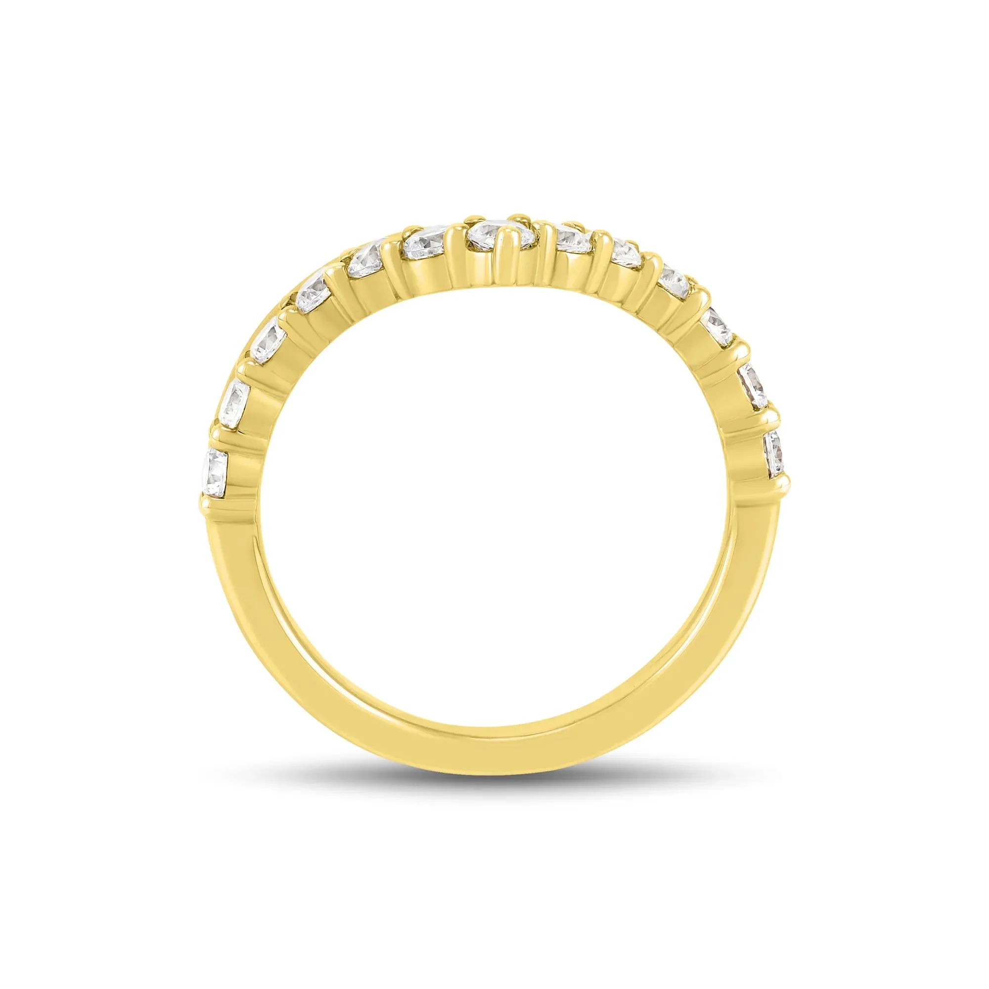 3/4 CT. Tw. Lab Grown Diamond Chevron Wedding Band Ring 14K Yellow Gold Round Brilliant Cut Size 8 1mm - Image 2