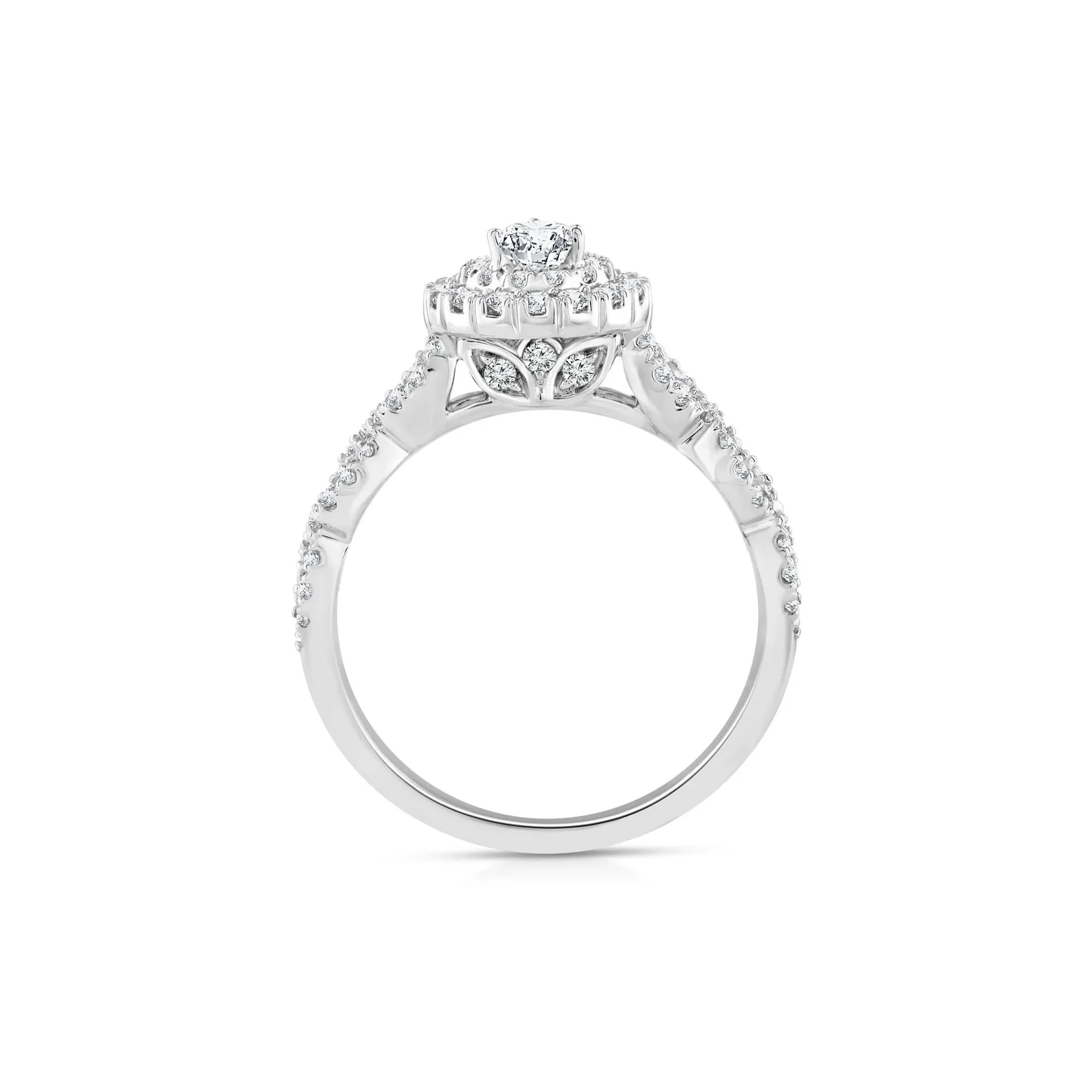 1 CT. Tw. Lab Grown Diamond Pear-Shaped Engagement Ring 10K White Gold Round Brilliant Cut Size 8 1mm - Image 2