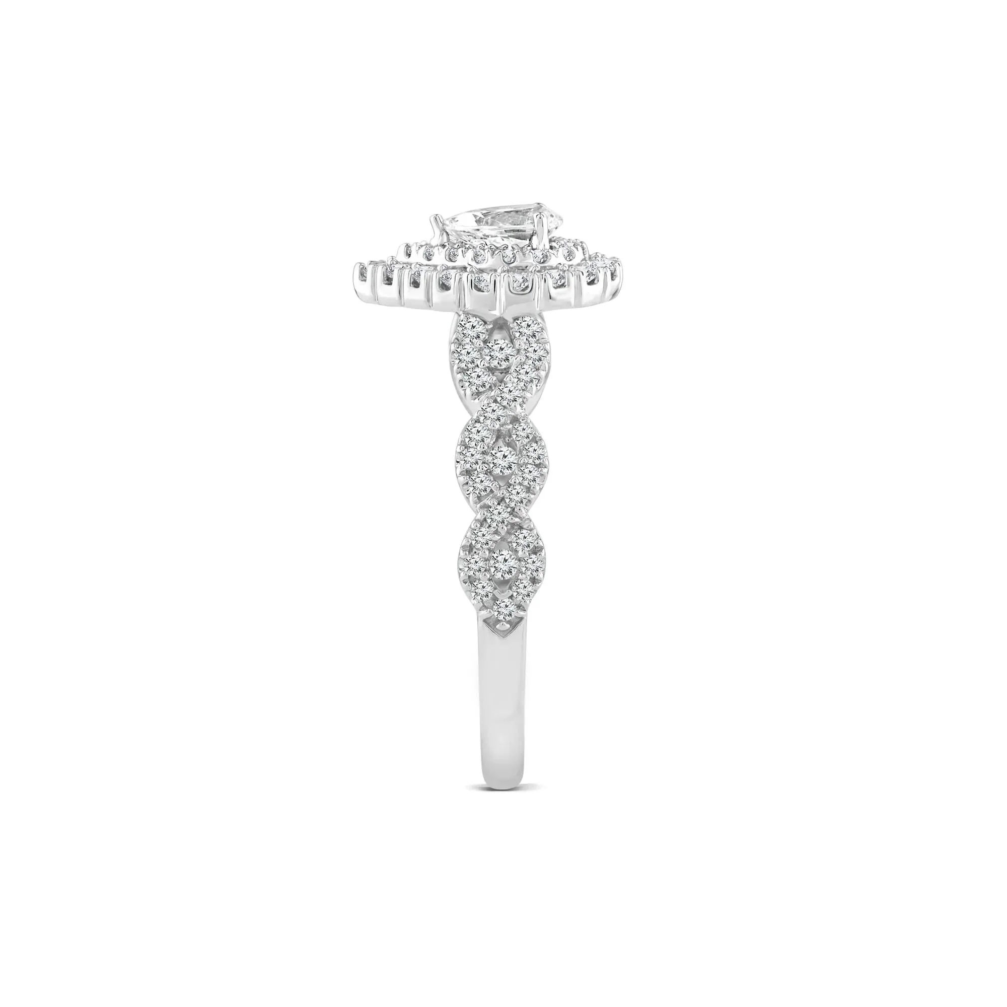 1 CT. Tw. Lab Grown Diamond Pear-Shaped Engagement Ring 10K White Gold Round Brilliant Cut Size 8 1mm - Image 3