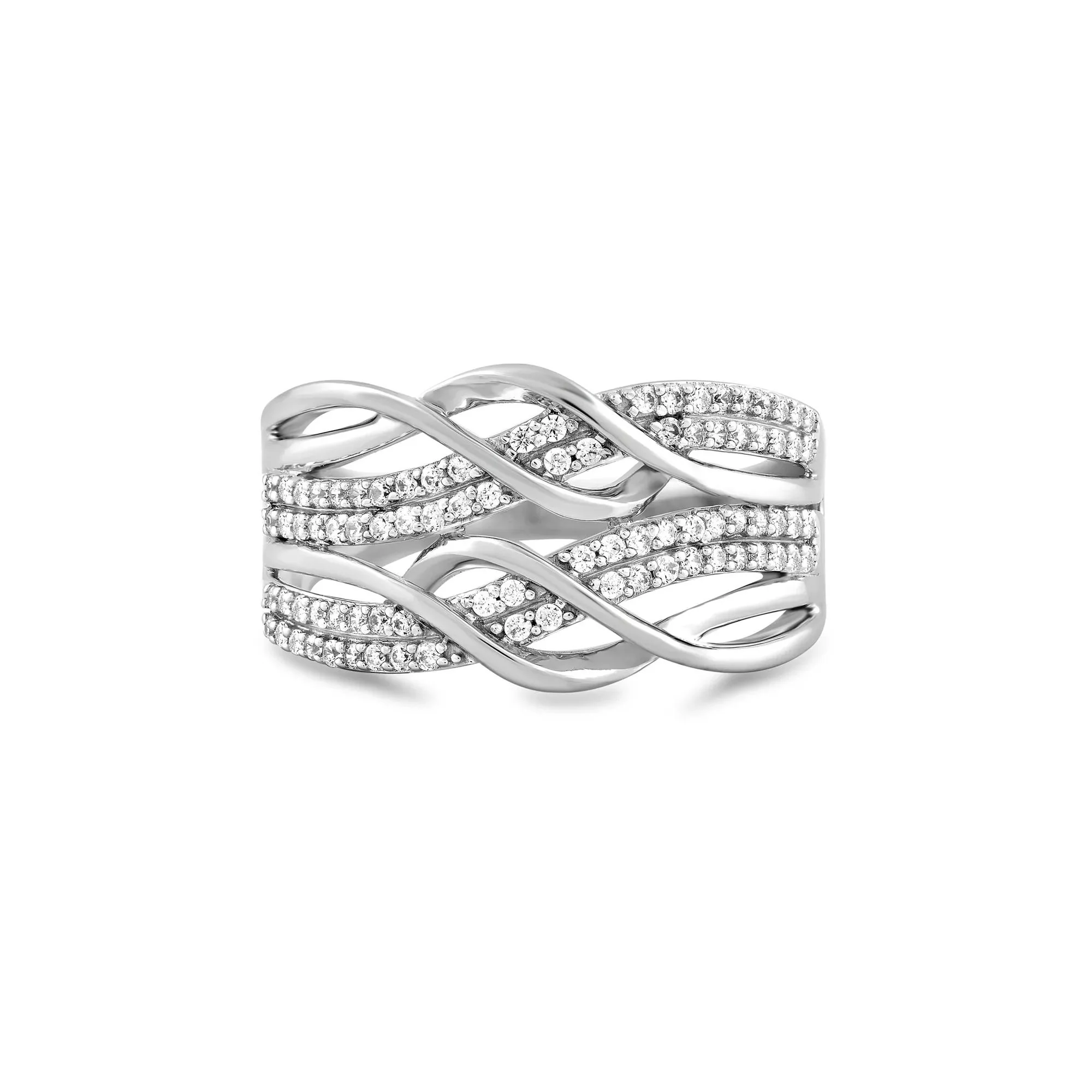 1/3 CT. Tw. Diamond Two-Row Wrap Ring .925 Sterling Silver White Size 6