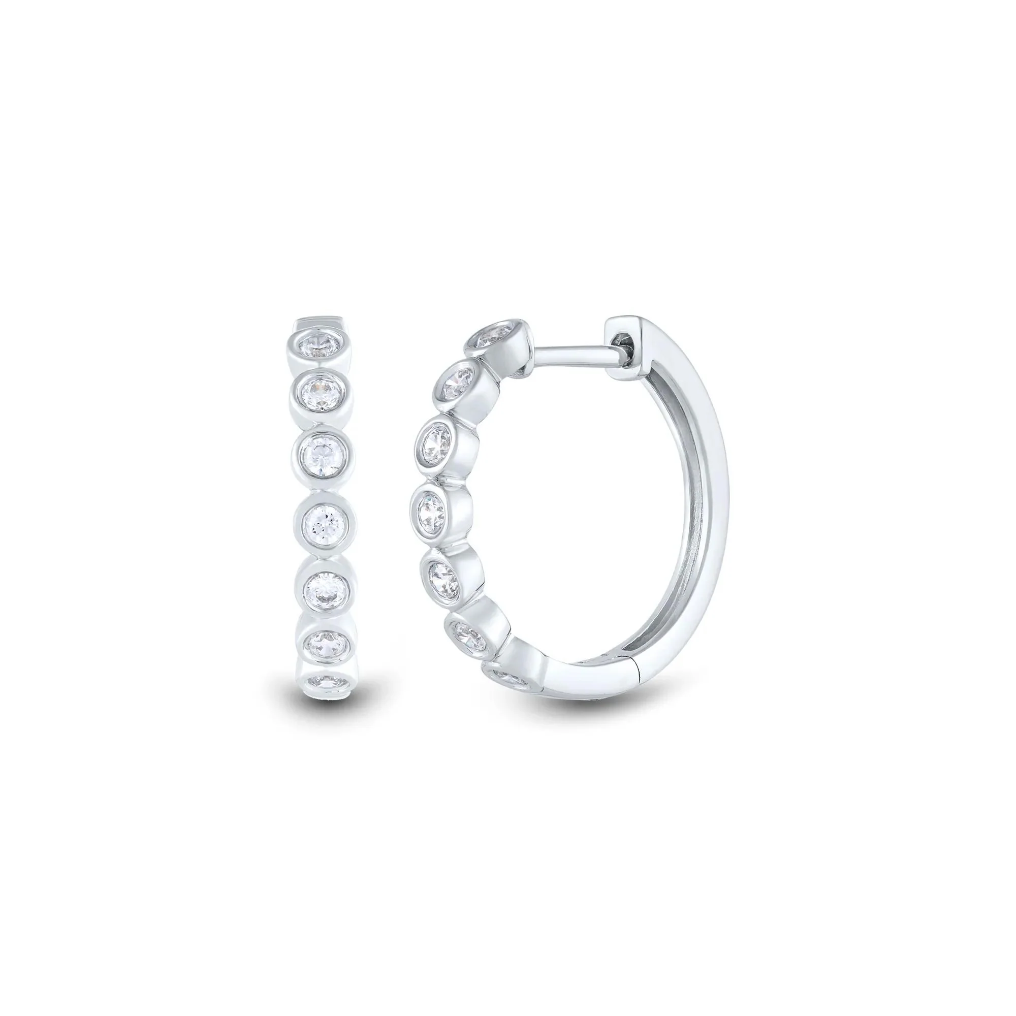1/3 CT. Tw. Lab Grown Diamond Bezel-Set Hoop Earrings 14K White Gold Size 18.00mm