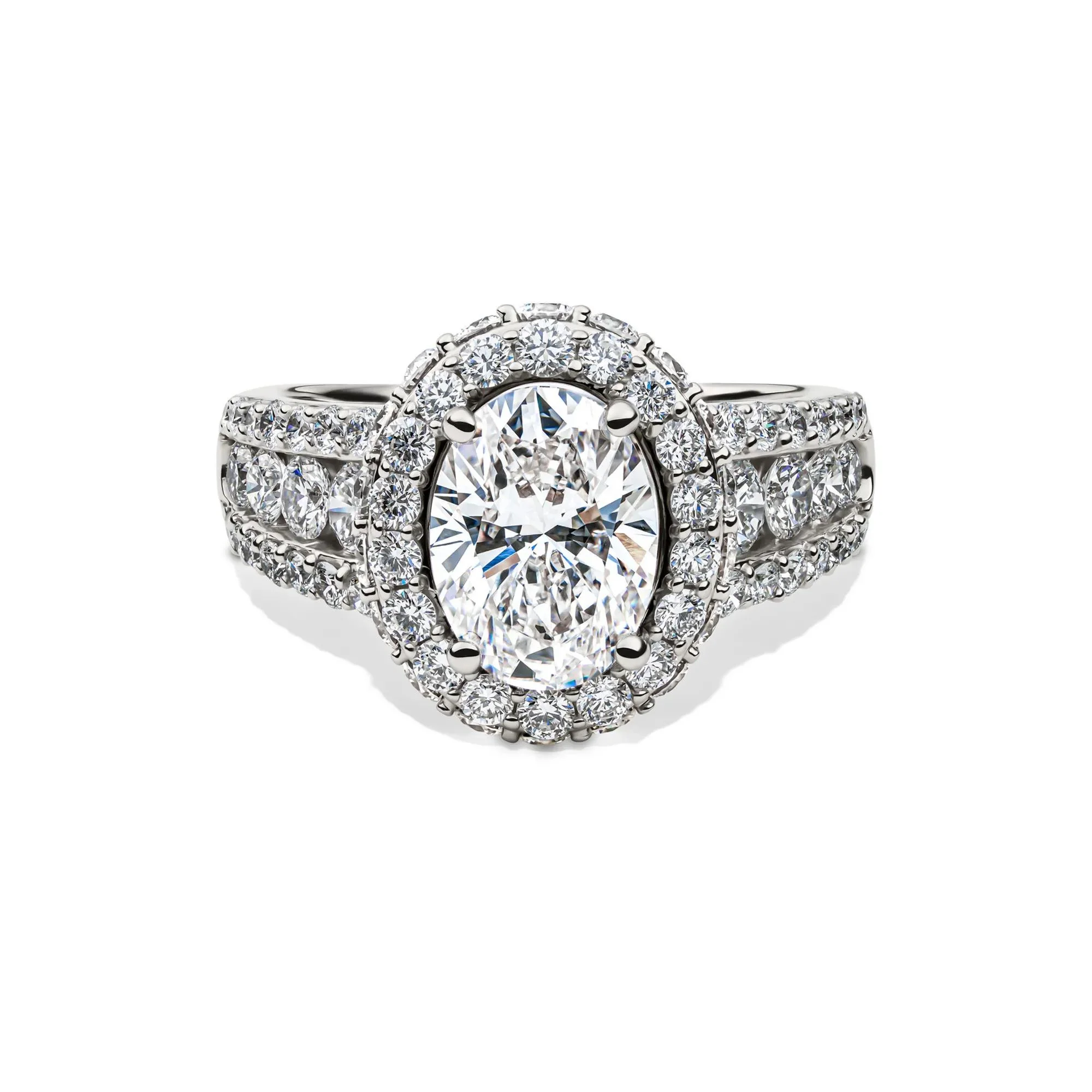 4 CT. Tw. Lab Grown Diamond Oval Engagement Ring 14K White Gold Size 7
