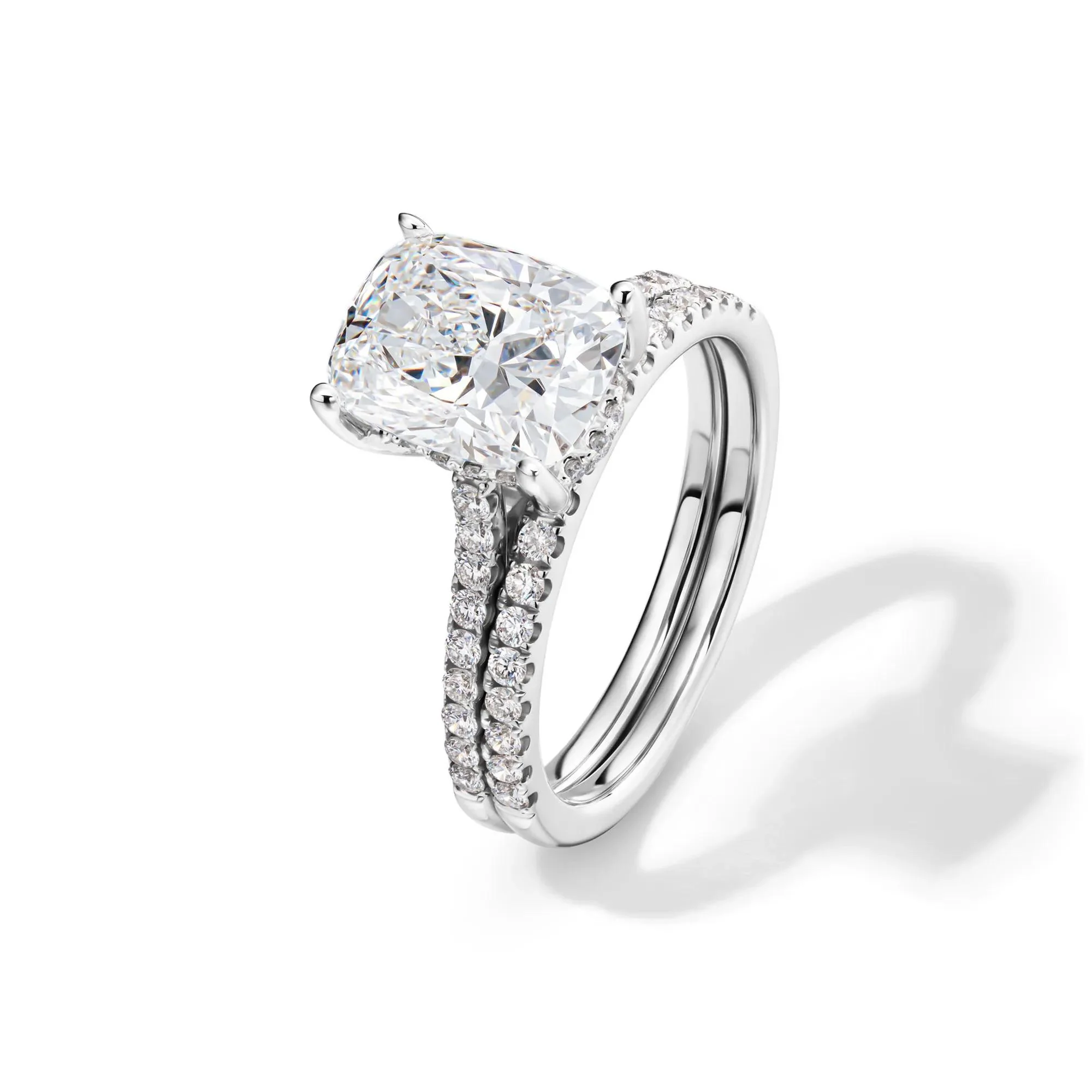 Lab Grown Diamond Wedding Set 14K White Gold (3 ½ CT. Tw.) Ring Size 6.5 - Image 5