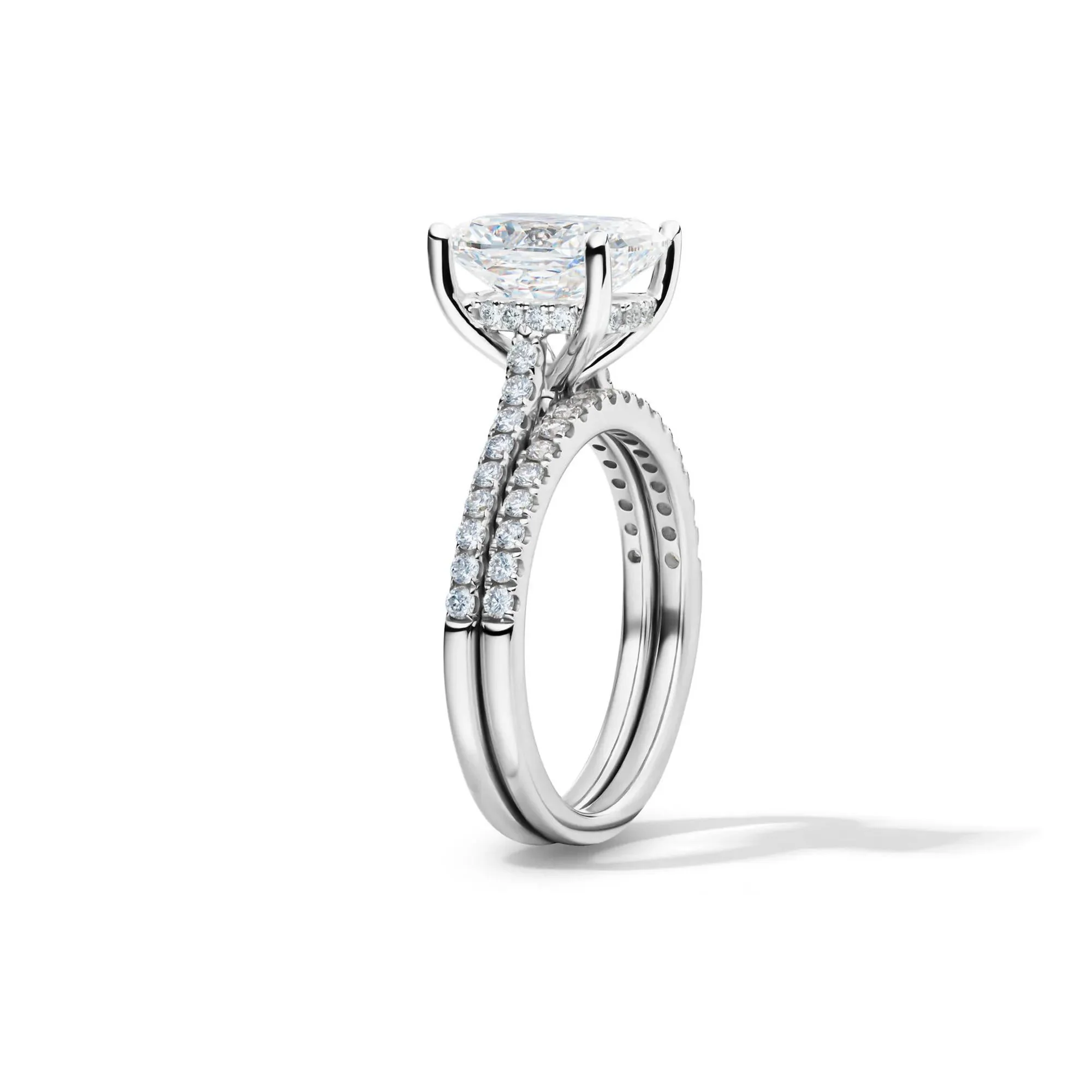 Lab Grown Diamond Wedding Set 14K White Gold (3 ½ CT. Tw.) Ring Size 9 - Image 3