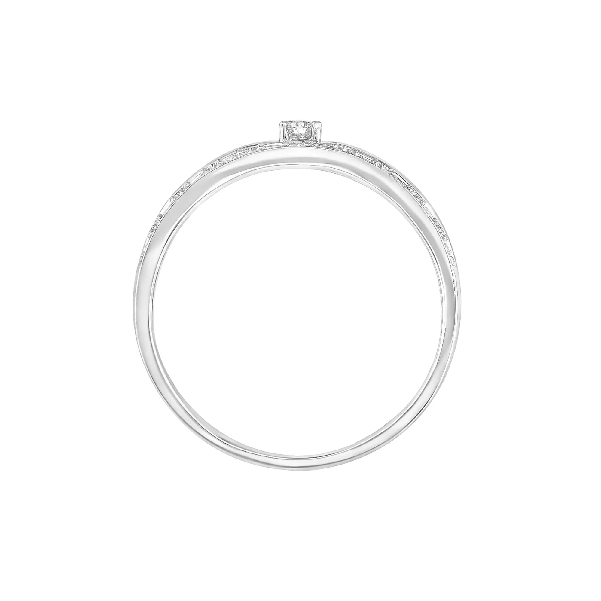 1/10 CT. Tw. Diamond Two-Row Stack Band Ring 10K White Gold Round Brilliant Cut Size 9 4mm - Image 2