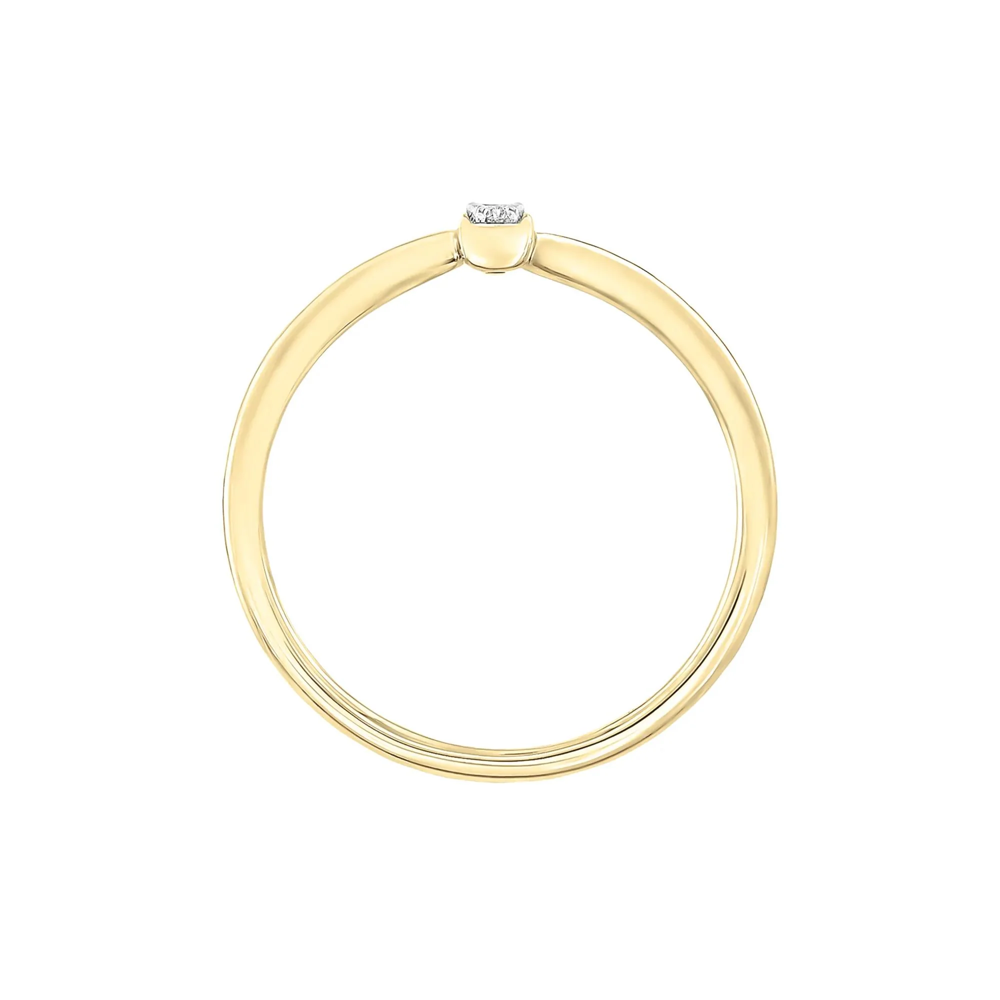 Diamond Accent Bypass Bar Ring 10K Yellow Gold Round Brilliant Cut Size 8 4mm - Image 2