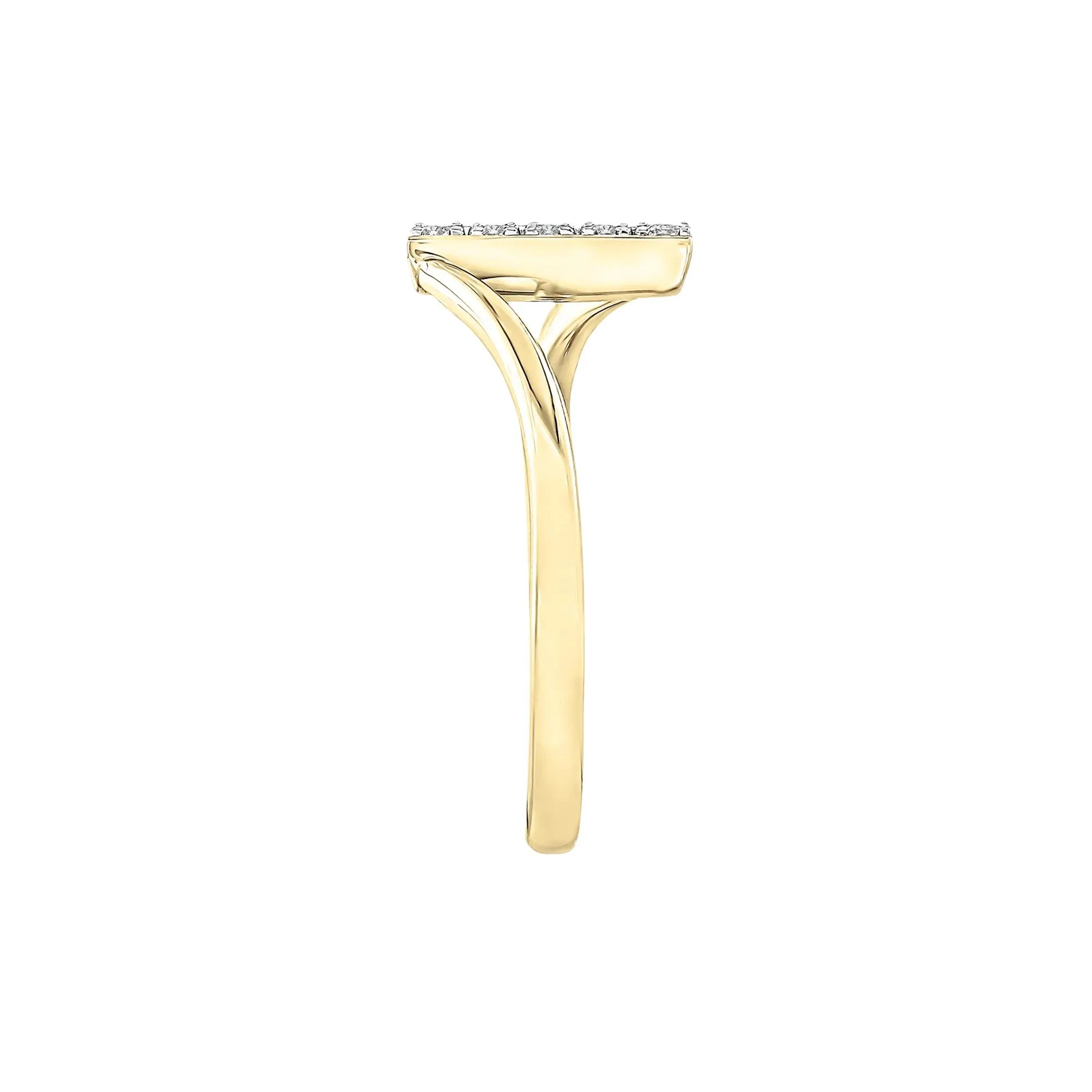 Diamond Accent Bypass Bar Ring 10K Yellow Gold Round Brilliant Cut Size 8 4mm - Image 3