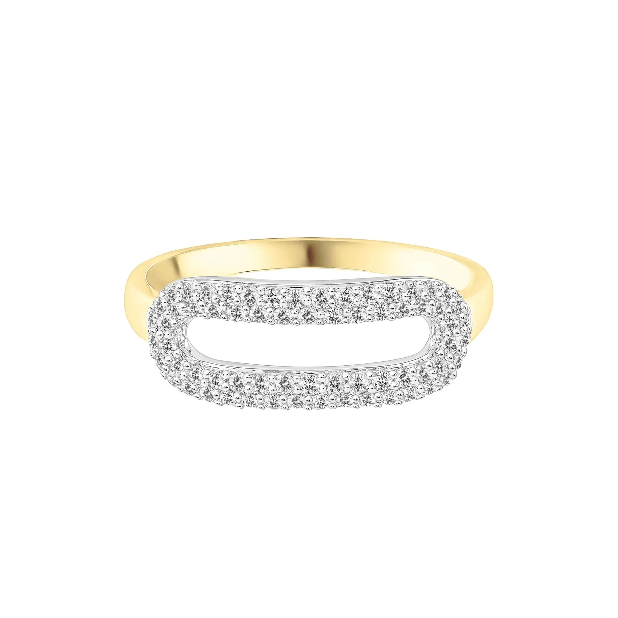1/3 CT. Tw. Diamond Oval Link Ring 10K Yellow Gold Size 7