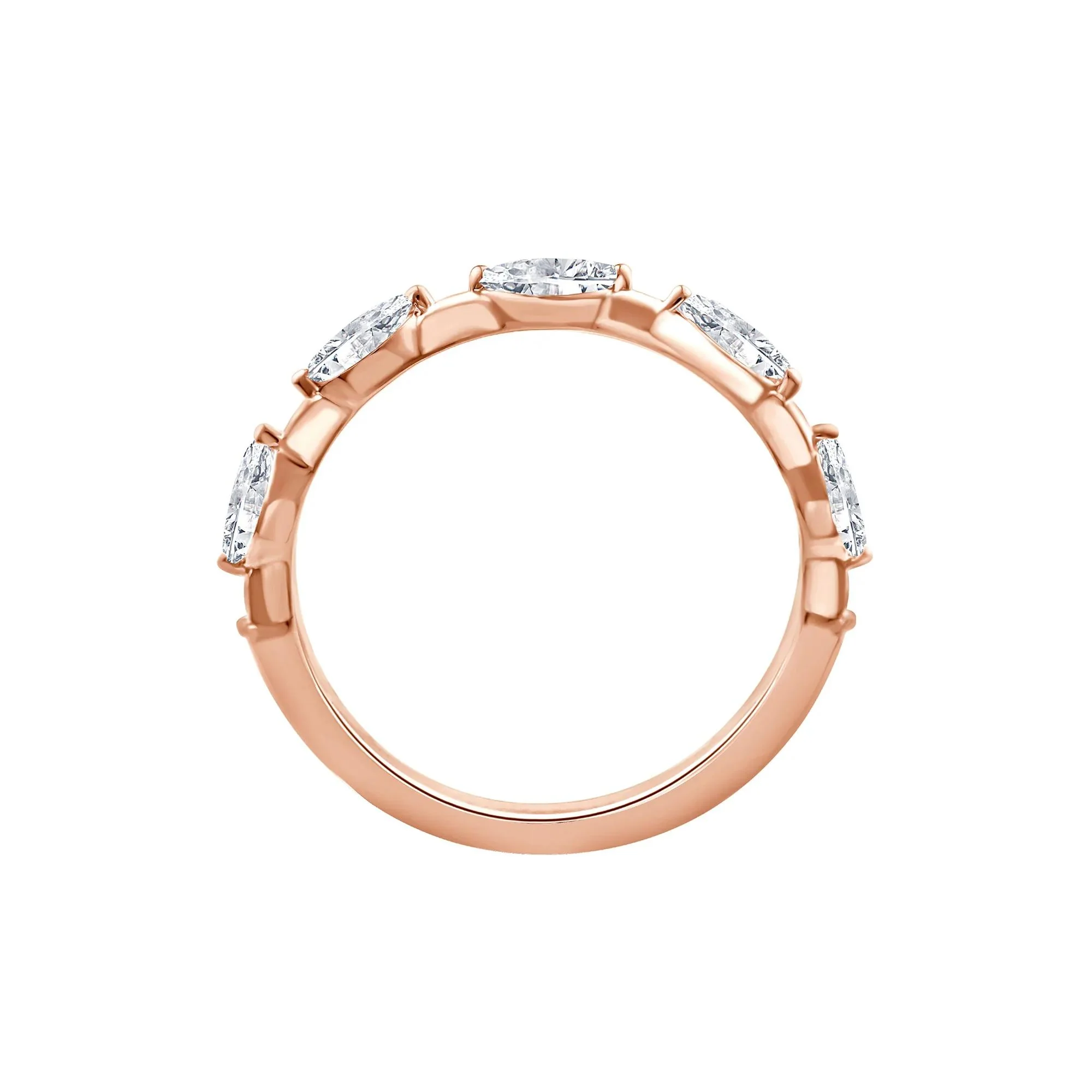 1/2 CT. Tw. Lab Grown Diamond Marquise Stack Ring 10K Rose Gold Size 6.5 - Image 2