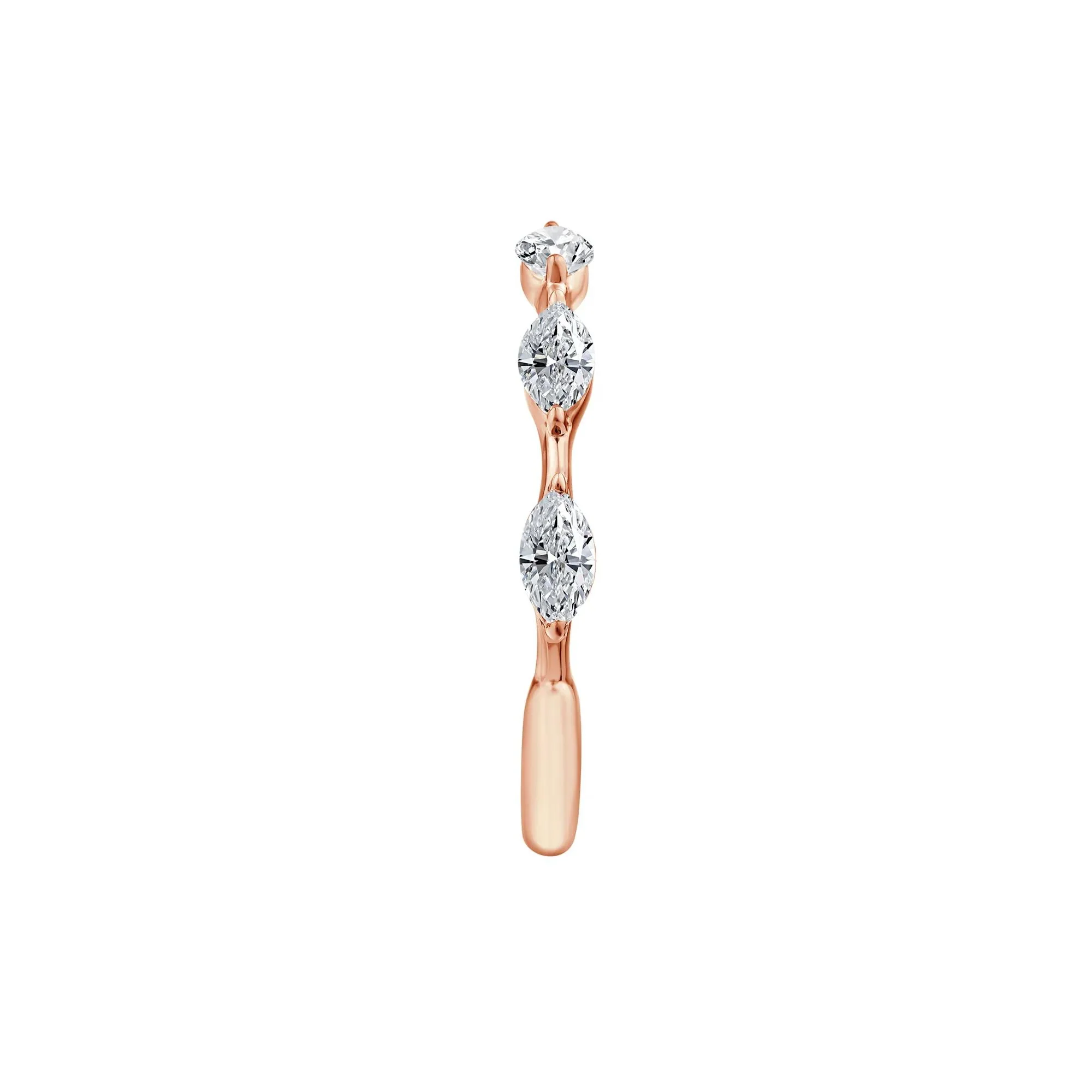 1/2 CT. Tw. Lab Grown Diamond Marquise Stack Ring 10K Rose Gold Size 6.5 - Image 3