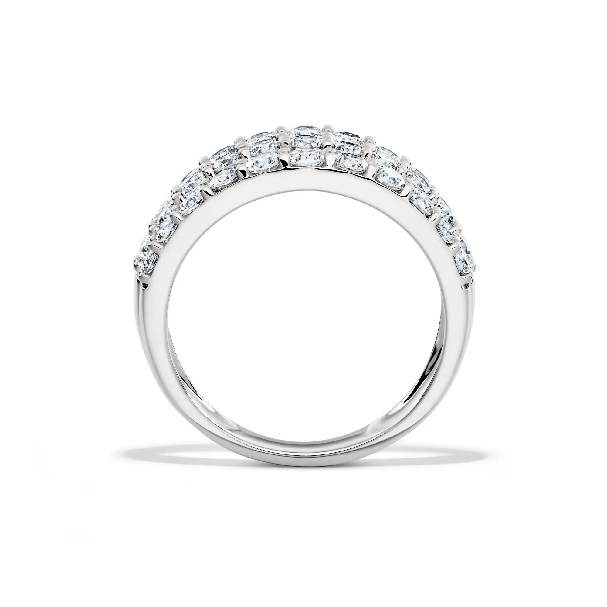 1/2 CT. Tw. Lab Grown Diamond Three-Row Band Ring 10K White Gold Round Brilliant Cut Size 6 8mm - Image 2