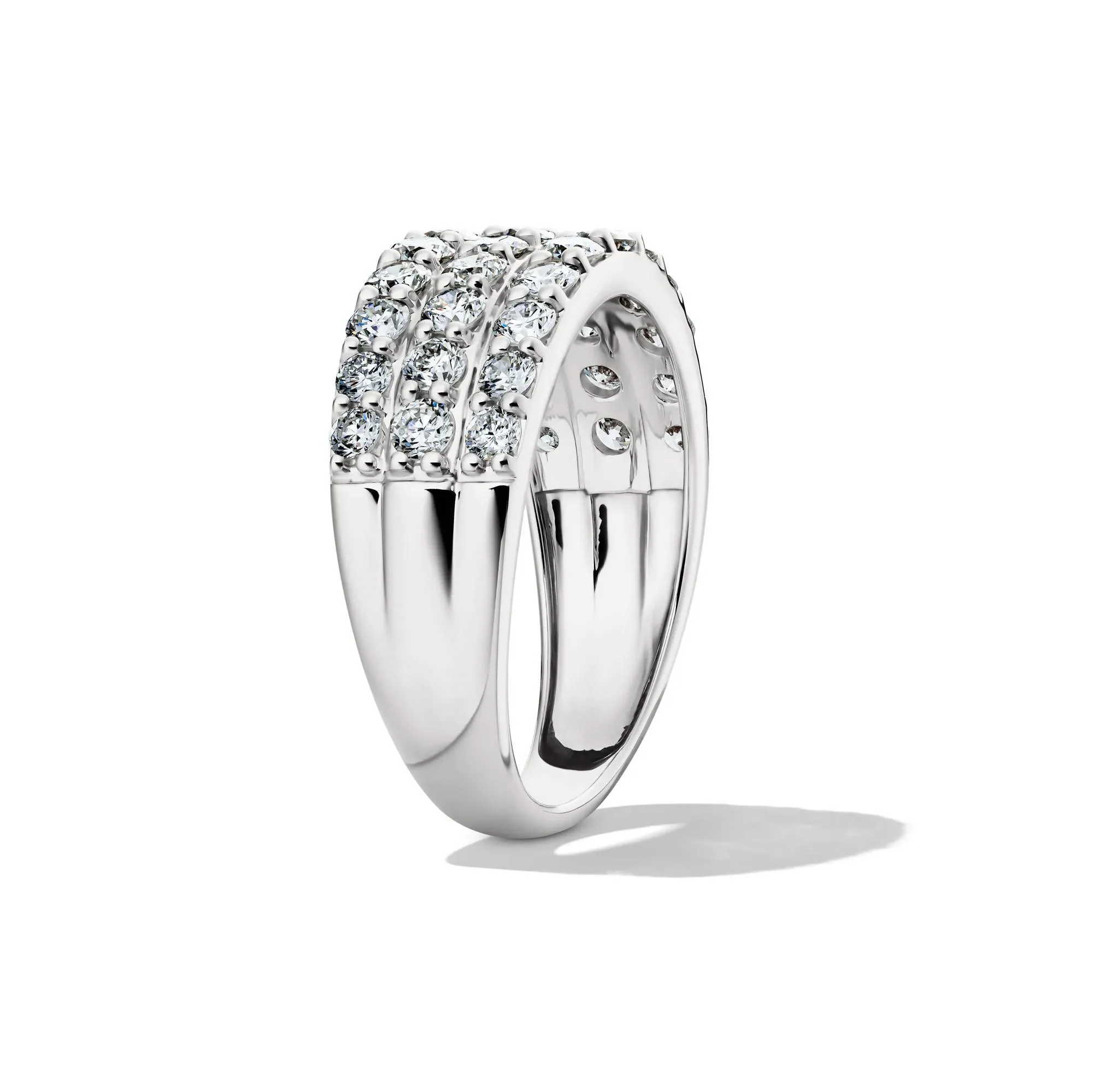 1/2 CT. Tw. Lab Grown Diamond Three-Row Band Ring 10K White Gold Round Brilliant Cut Size 6.5 8mm - Image 3