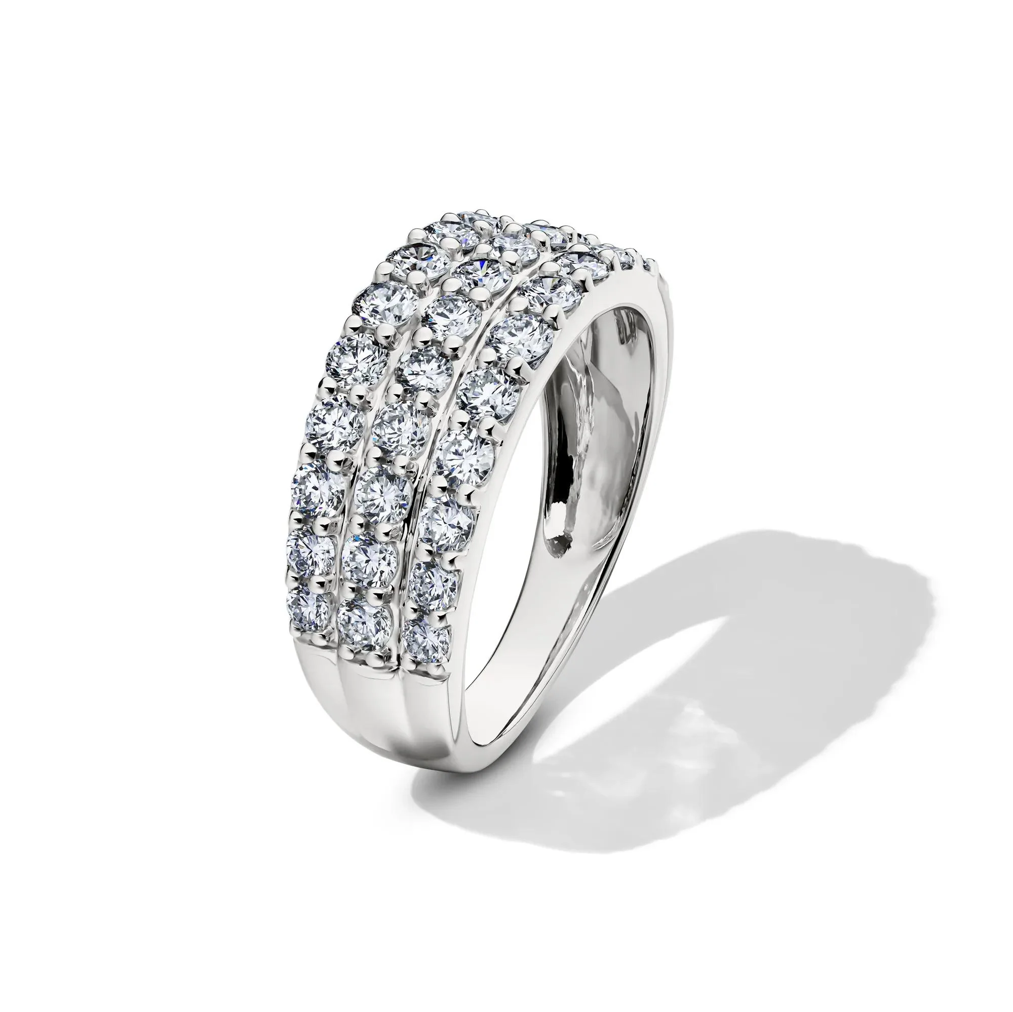 1/2 CT. Tw. Lab Grown Diamond Three-Row Band Ring 10K White Gold Round Brilliant Cut Size 8.5 8mm - Image 4