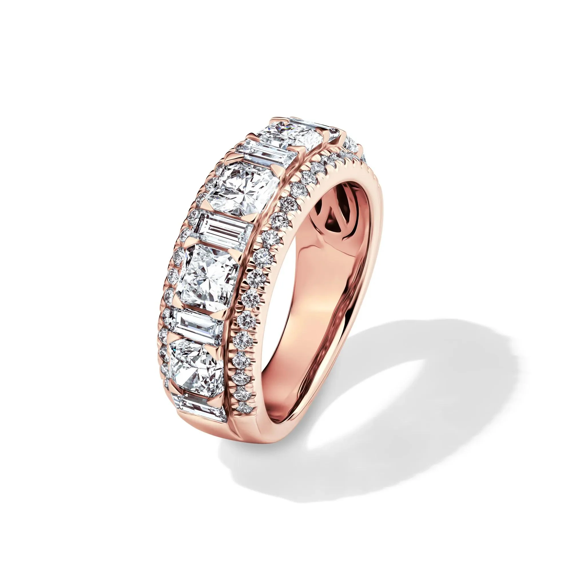 3 CT. Tw. Lab Grown Diamond Multi-Row Anniversary Band Ring 14K Rose Gold Size 5 7mm - Image 4