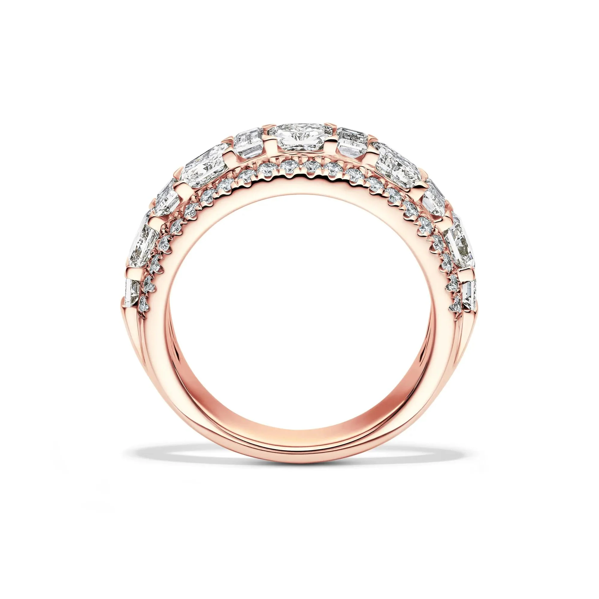 3 CT. Tw. Lab Grown Diamond Multi-Row Anniversary Band Ring 14K Rose Gold Size 7 7mm - Image 2