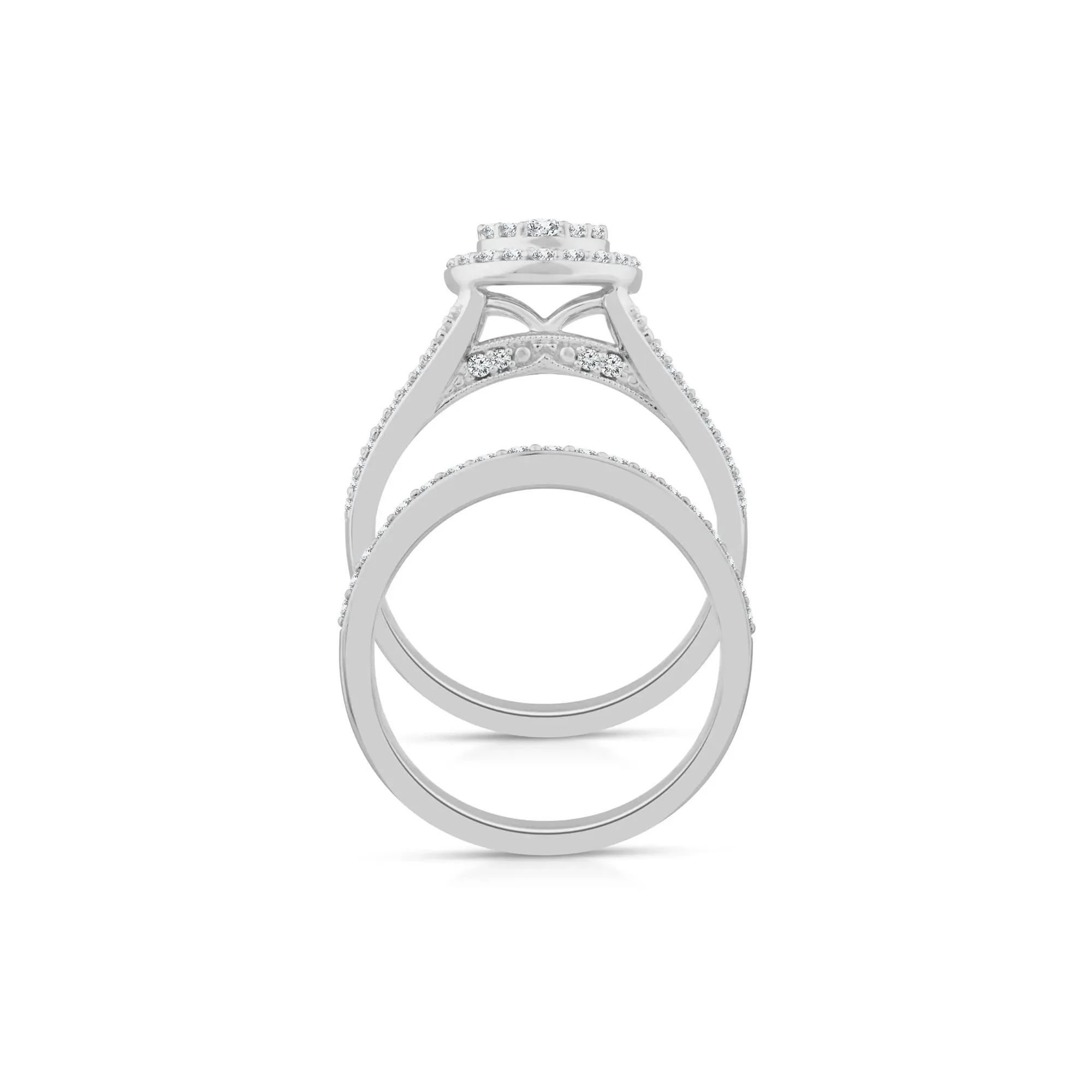1/2 CT. Tw. Pear-Shaped Diamond Engagement Ring Set 10K White Gold Round Brilliant Cut Size 8.5 2mm - Image 2