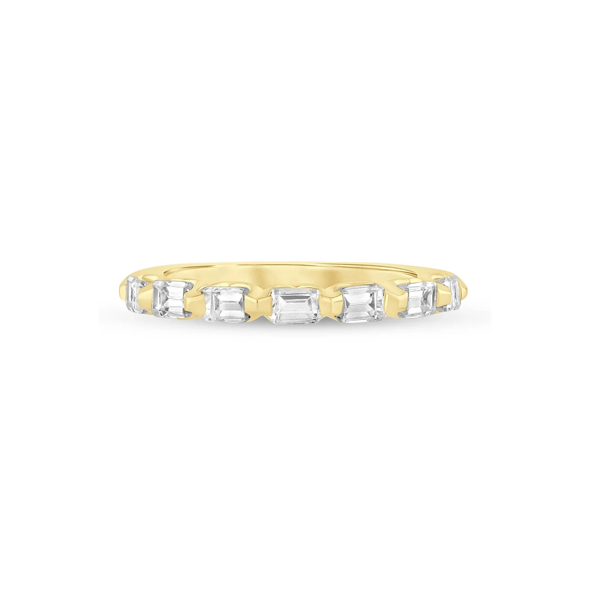 1 CT. Tw. Lab Grown Diamond Emerald-Cut Shared Prong Anniversary Band Ring 14K Yellow Gold Size 8 2mm