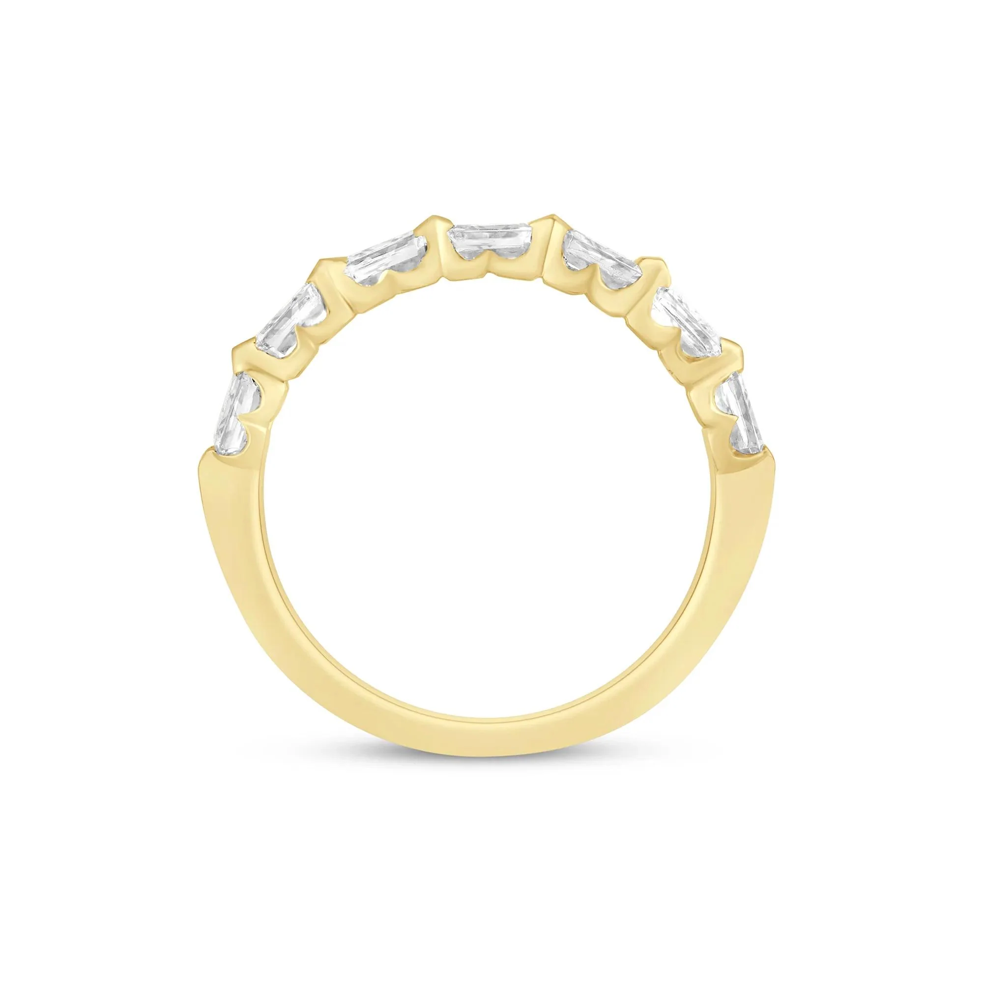 1 CT. Tw. Lab Grown Diamond Emerald-Cut Shared Prong Anniversary Band Ring 14K Yellow Gold Size 8 2mm - Image 3