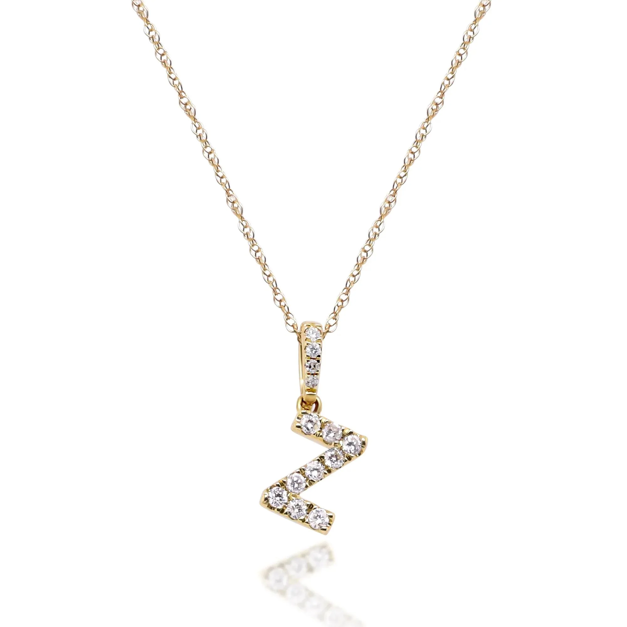 1/10 CT. Tw. Diamond Z Initial Pendant Necklace 10K Yellow Gold Size 18"