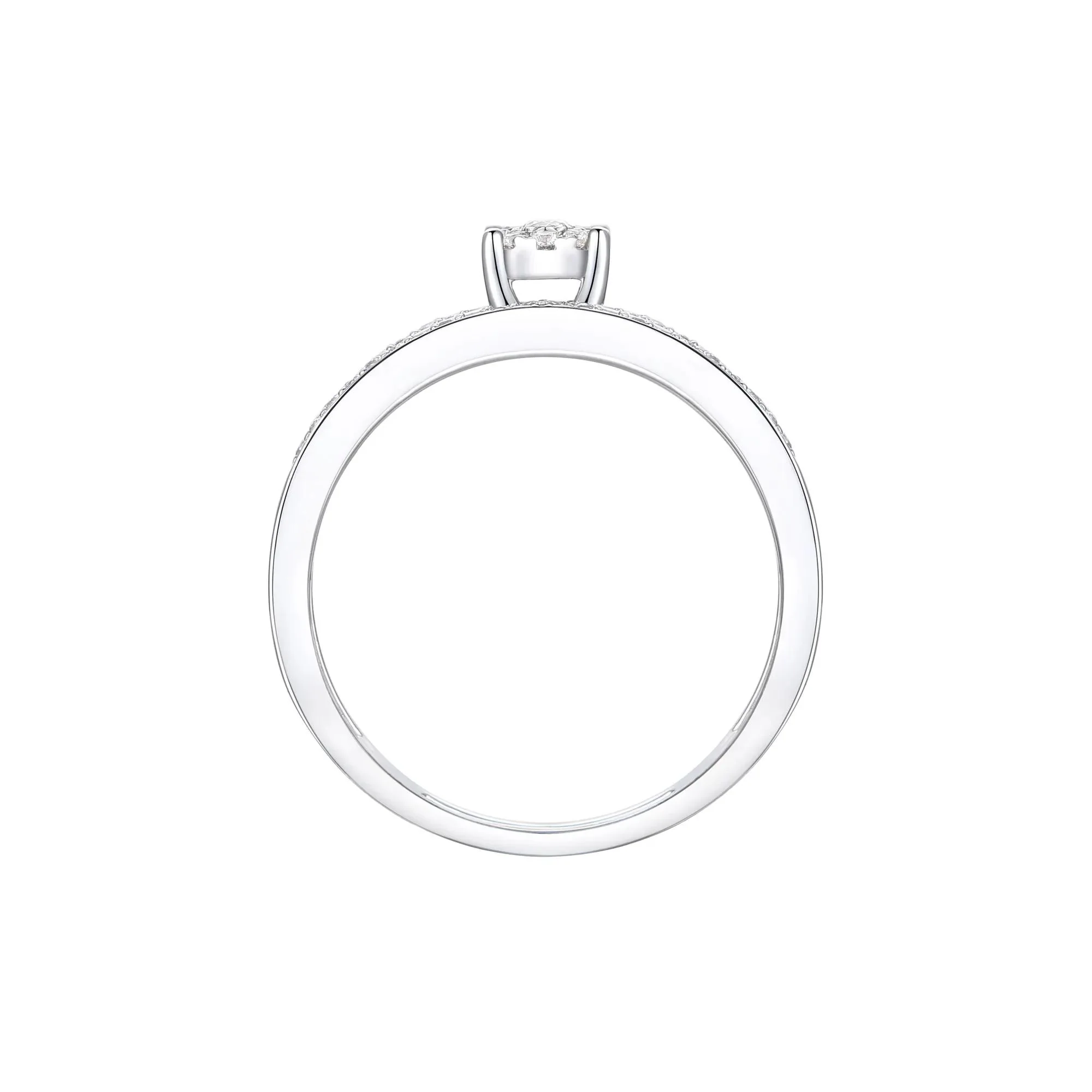 1/4 CT. Tw. Diamond Double-Row Halo Promise Ring .925 Sterling Silver White Size 7 1mm - Image 2