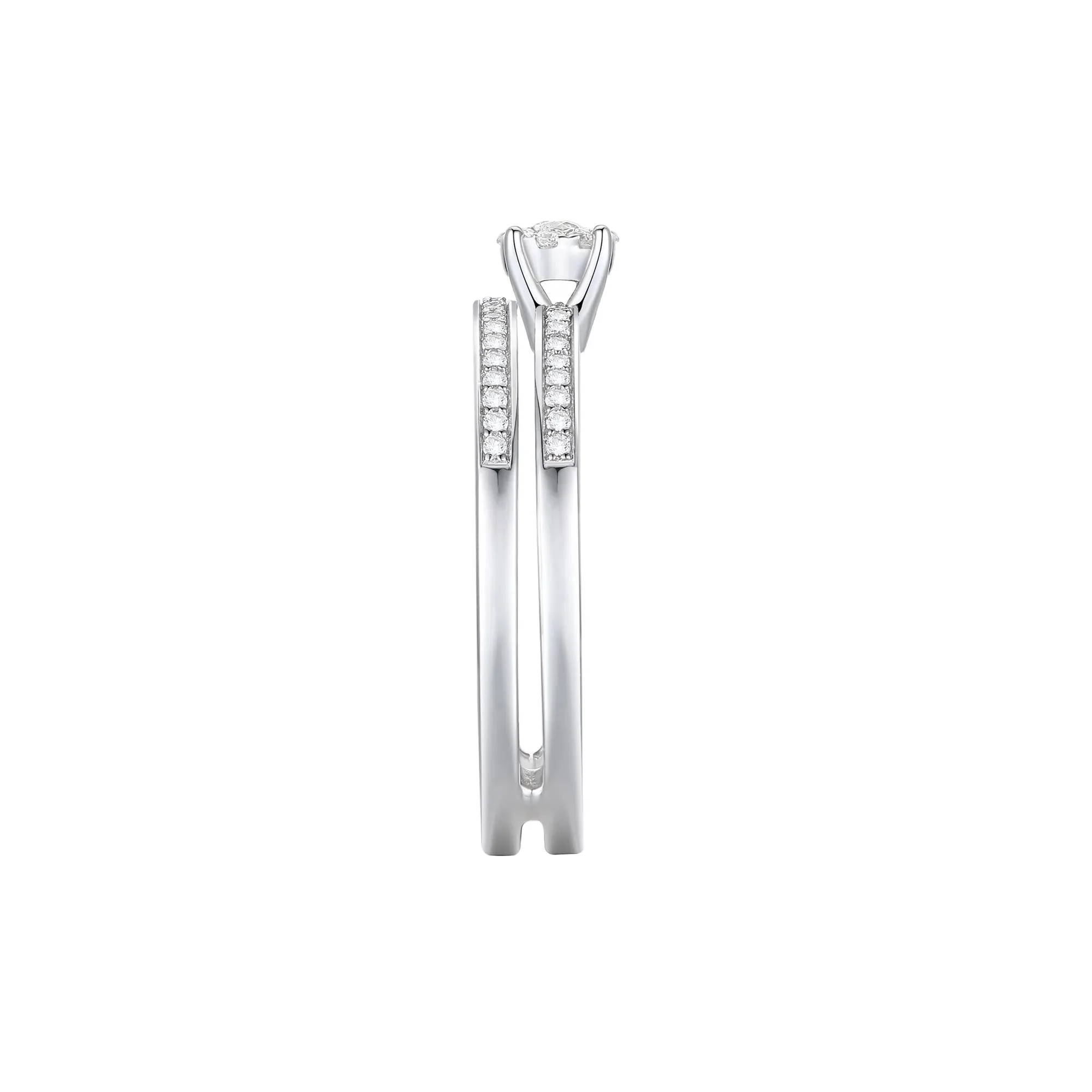 1/4 CT. Tw. Diamond Double-Row Halo Promise Ring .925 Sterling Silver White Size 7 1mm - Image 3