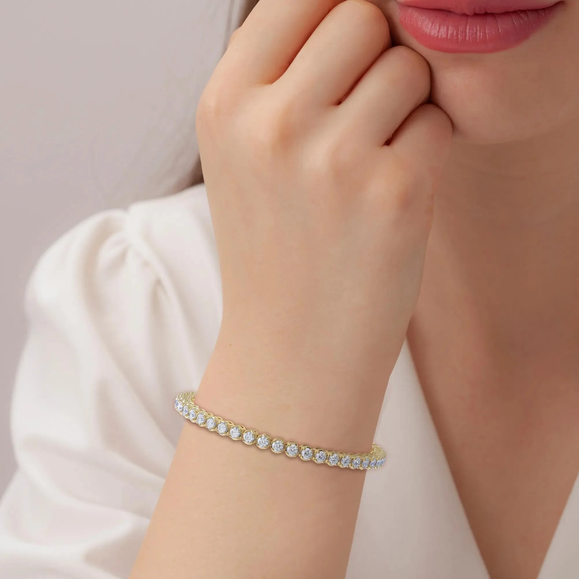 5 3/4 CT. Tw. Lab Grown Diamond Tennis Bracelet 14K Yellow Gold Size 2.00mm - Image 4