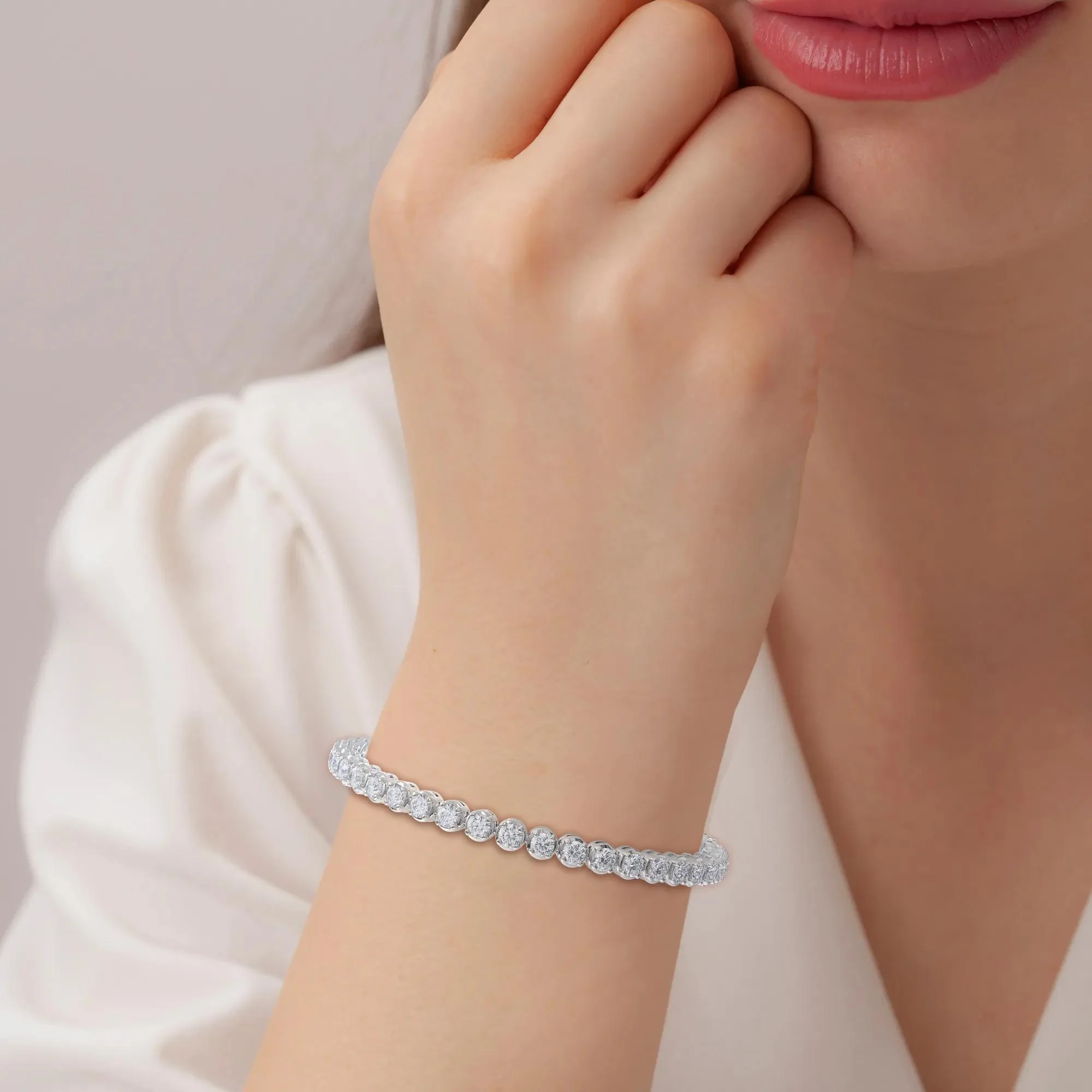 6 5/8 CT. Tw. Lab Grown Diamond Tennis Bracelet 14K White Gold Size 2.00mm - Image 4