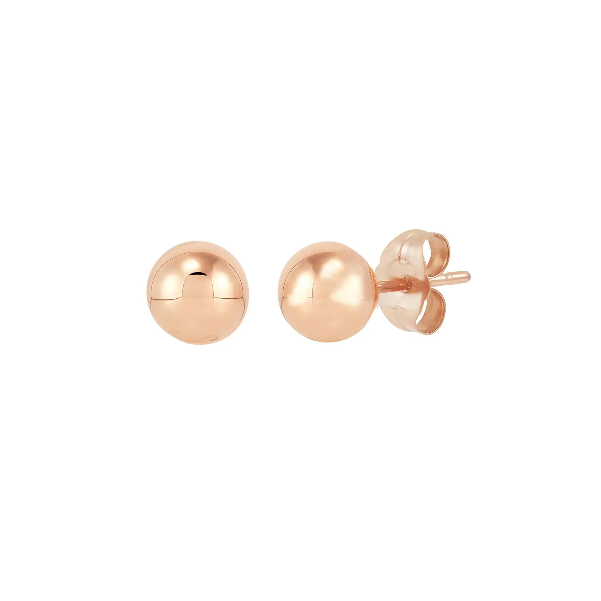 Polished Ball Stud Earring 14K Rose Gold Size 4.00mm